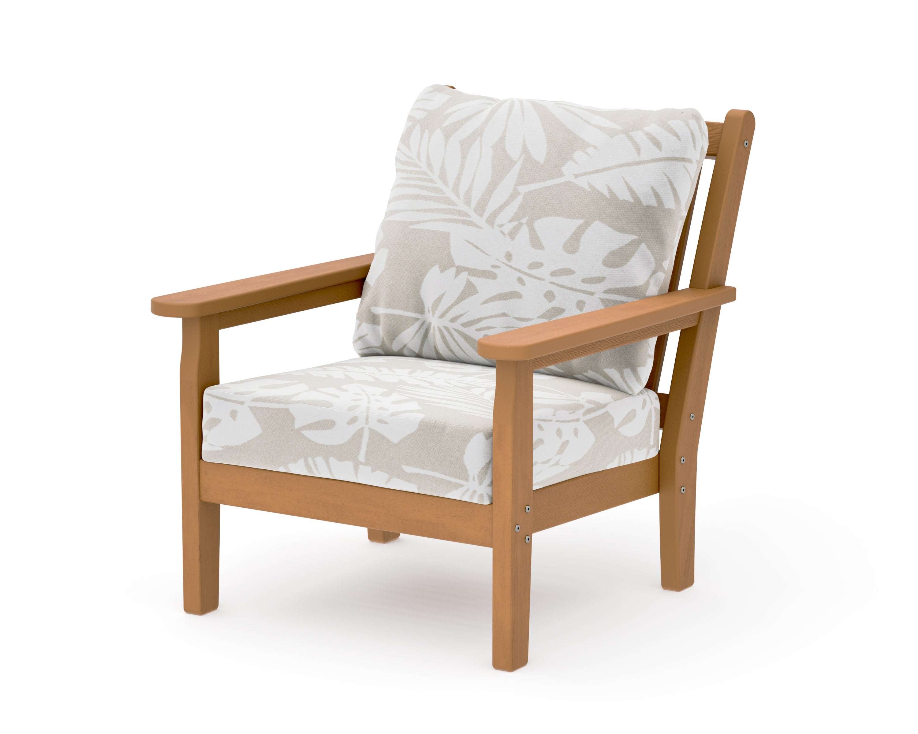 Chippendale Deep Seating Chair in Natural / Leaf Dune Burlap