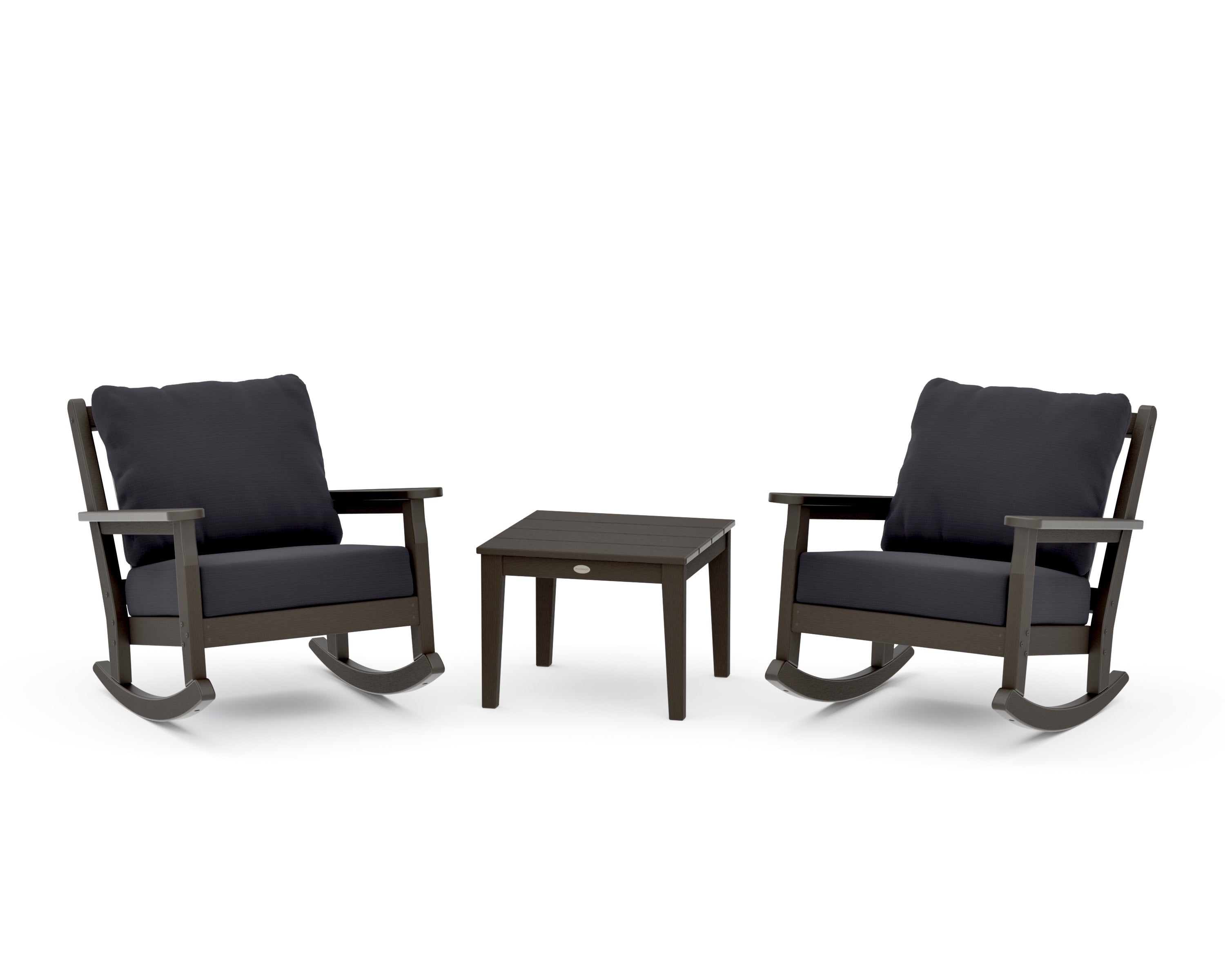 Chippendale 3-Piece Deep Seating Rocker Set in Vintage Coffee / Midnight Linen