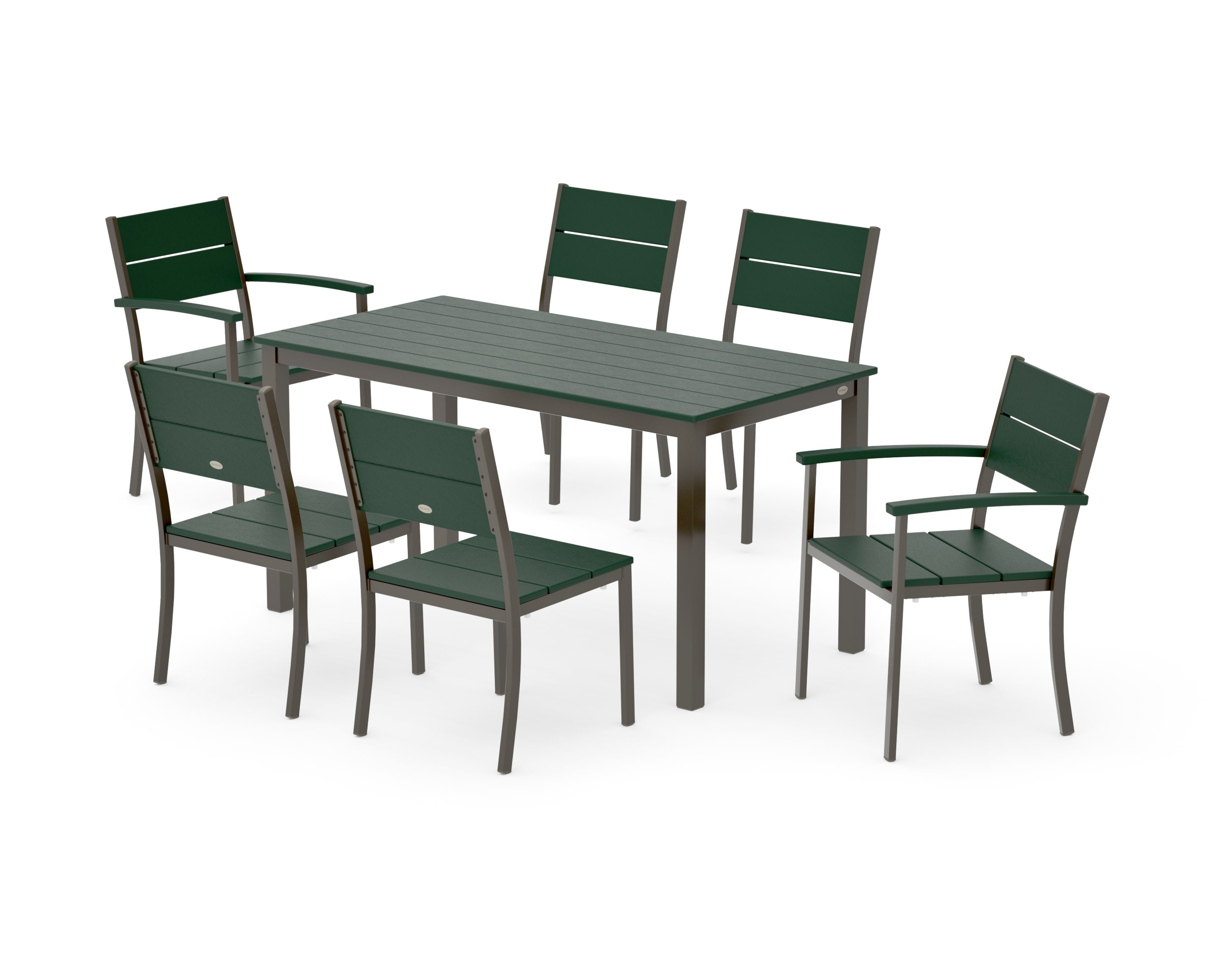 Main Street 7-Piece Dining Set in Bronze / Green