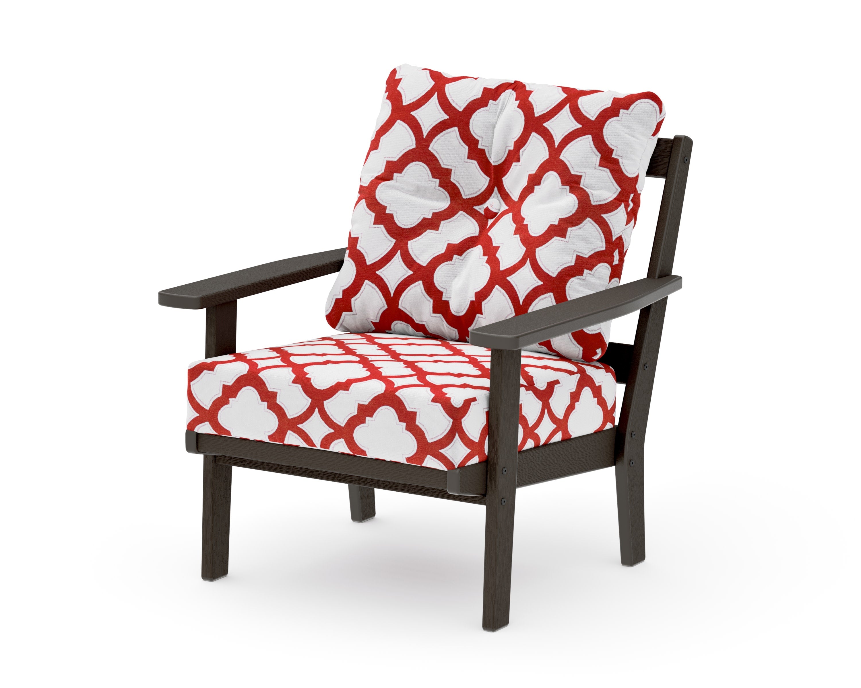 Oxford Deep Seating Chair in Vintage Coffee / Trellis Crimson