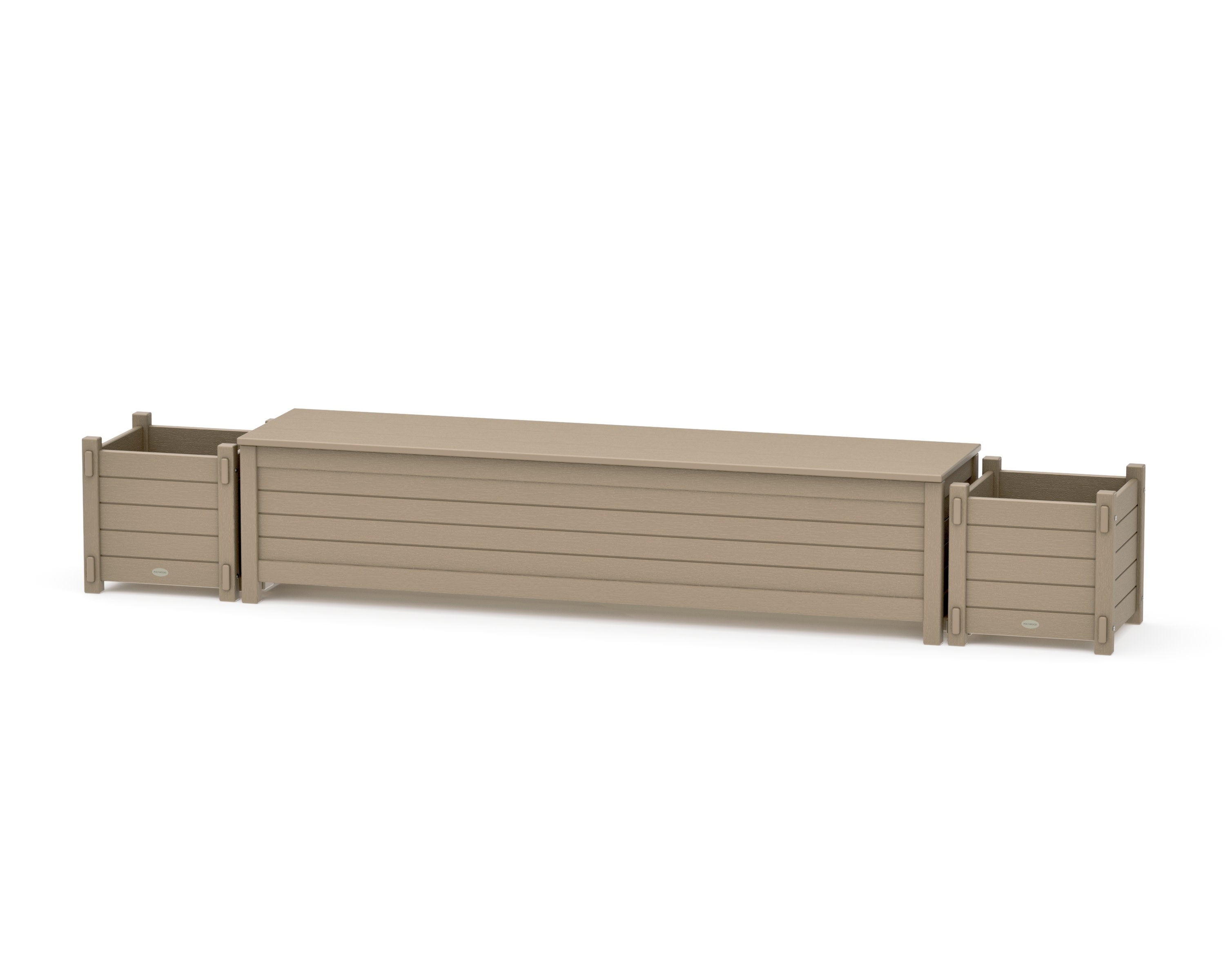 72" Nautical Straight Planter Storage Bench Set in Vintage Sahara