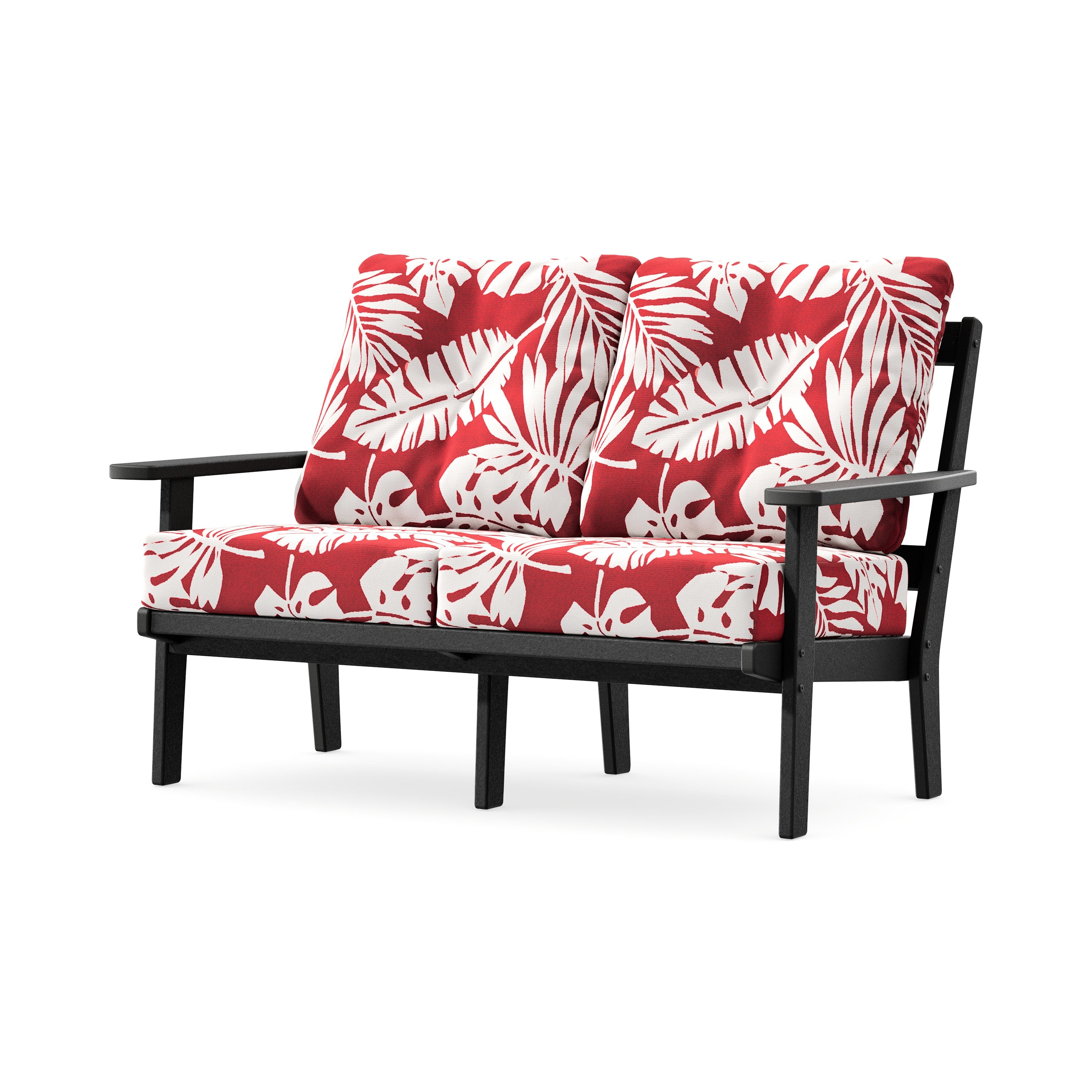 Prairie Deep SeatingLoveseat in Black / Leaf Crimson