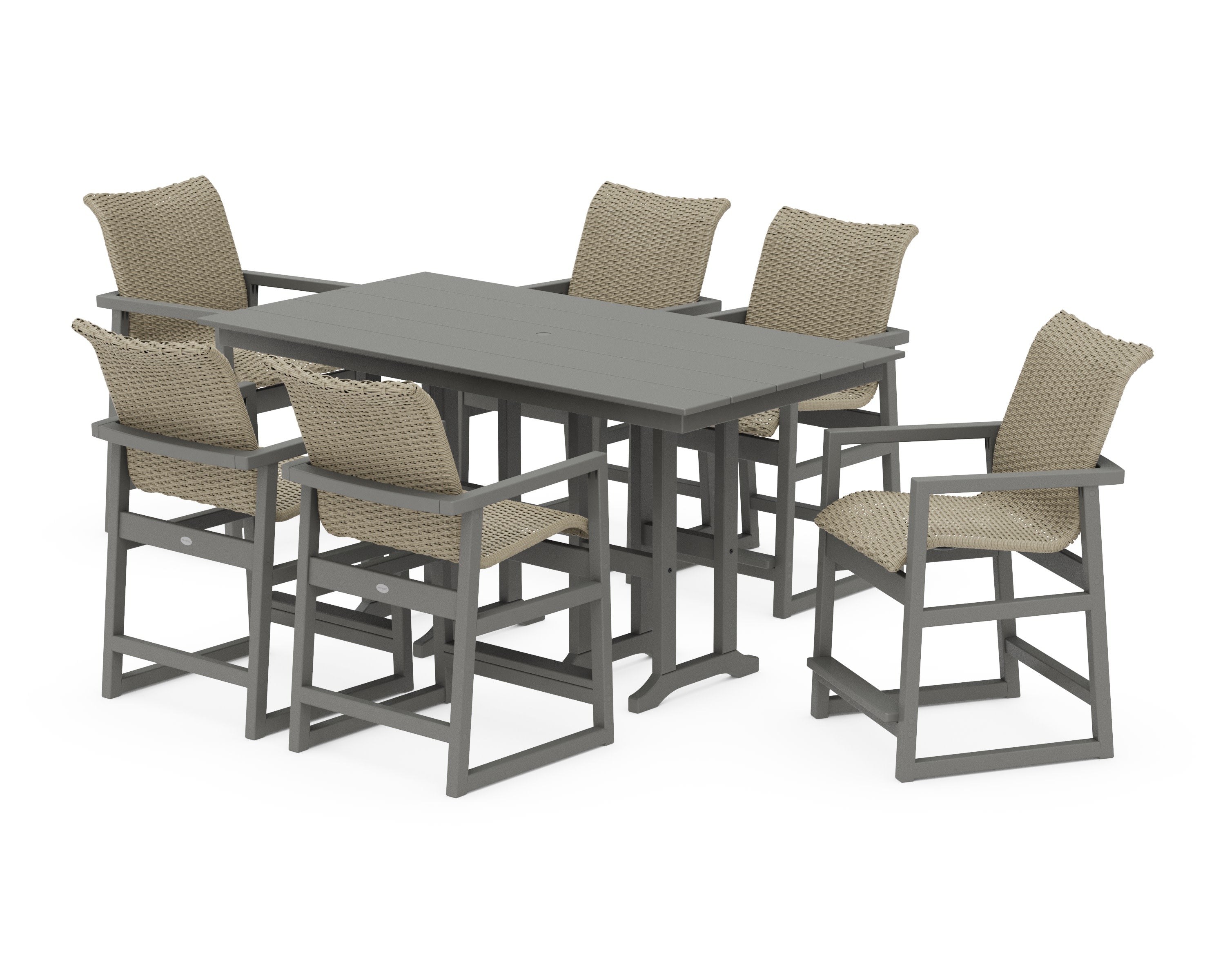 EDGE Woven Arm Chair 7-Piece Farmhouse Counter Set
