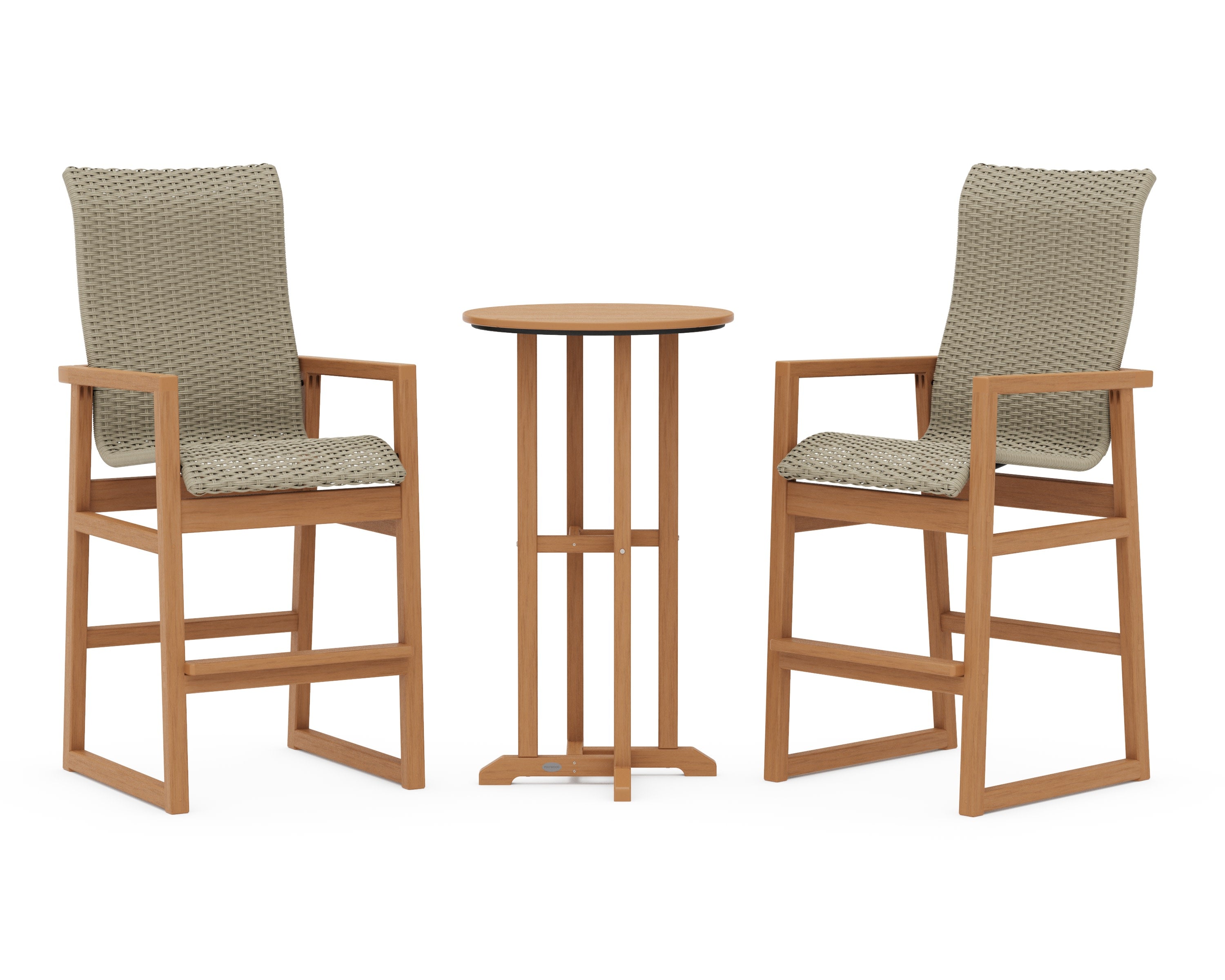 EDGE Woven Highback 3-Piece Farmhouse Bar Set in Natural / Dune Grass