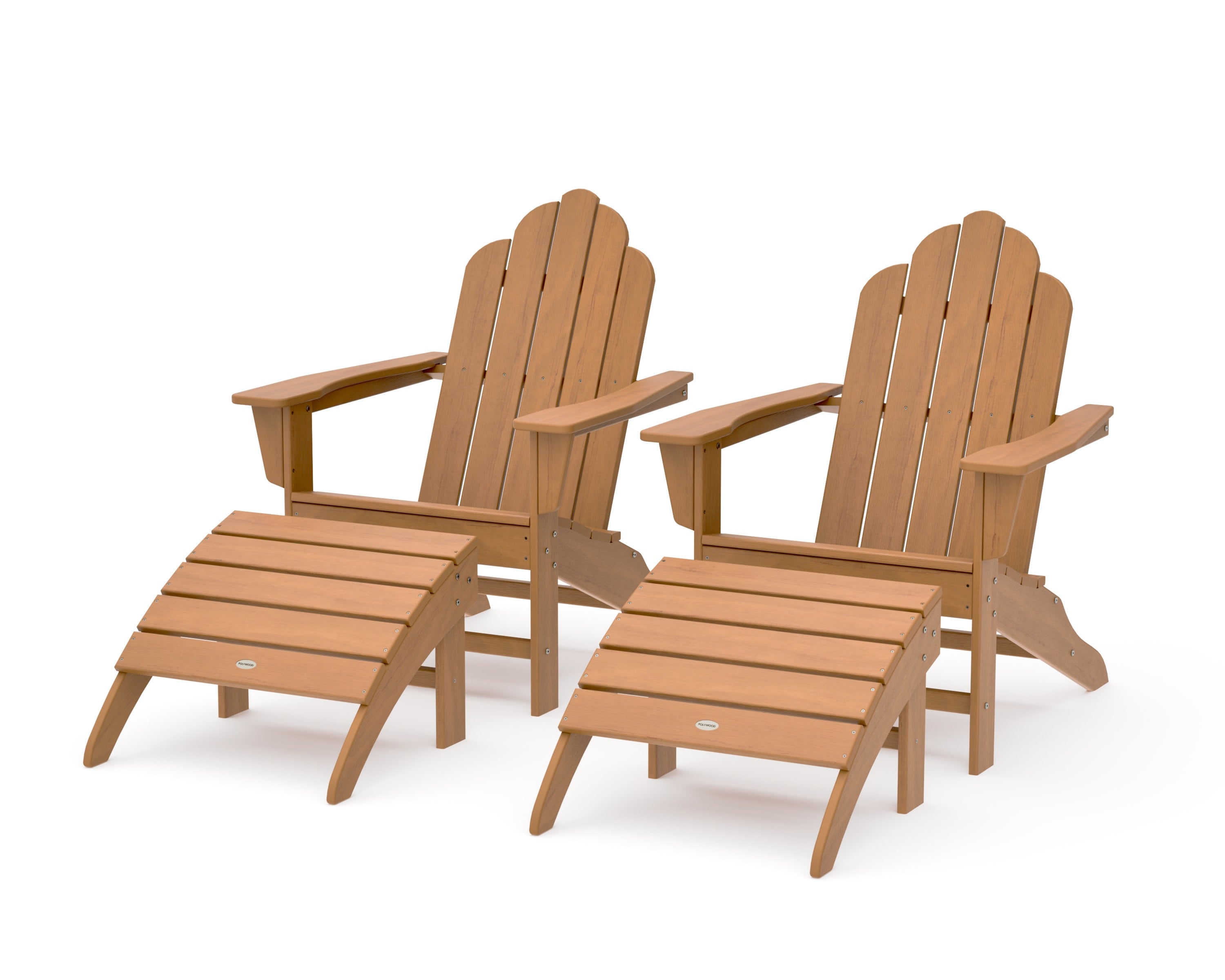 Long Island Adirondack Chair 4-Piece Set with Ottomans in Natural