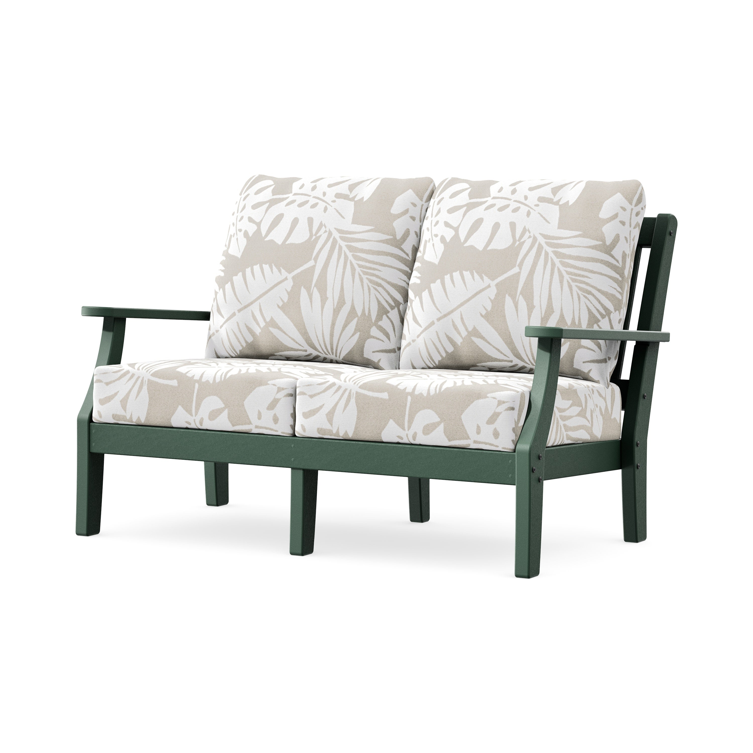 Chinoiserie Deep Seating Loveseat in Green / Leaf Dune Burlap