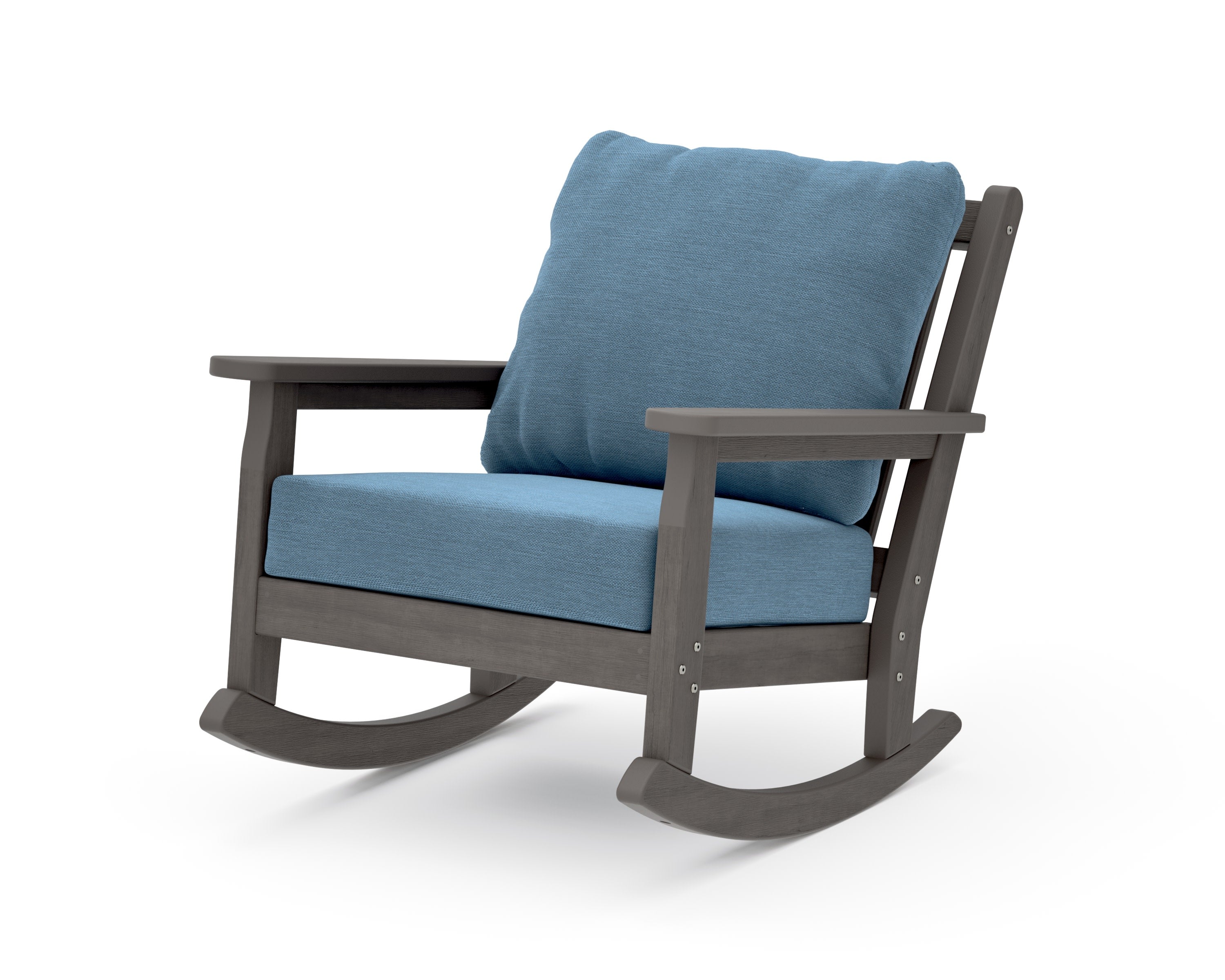 Chippendale Deep Seating Rocking Chair in Driftwood / Sky Blue