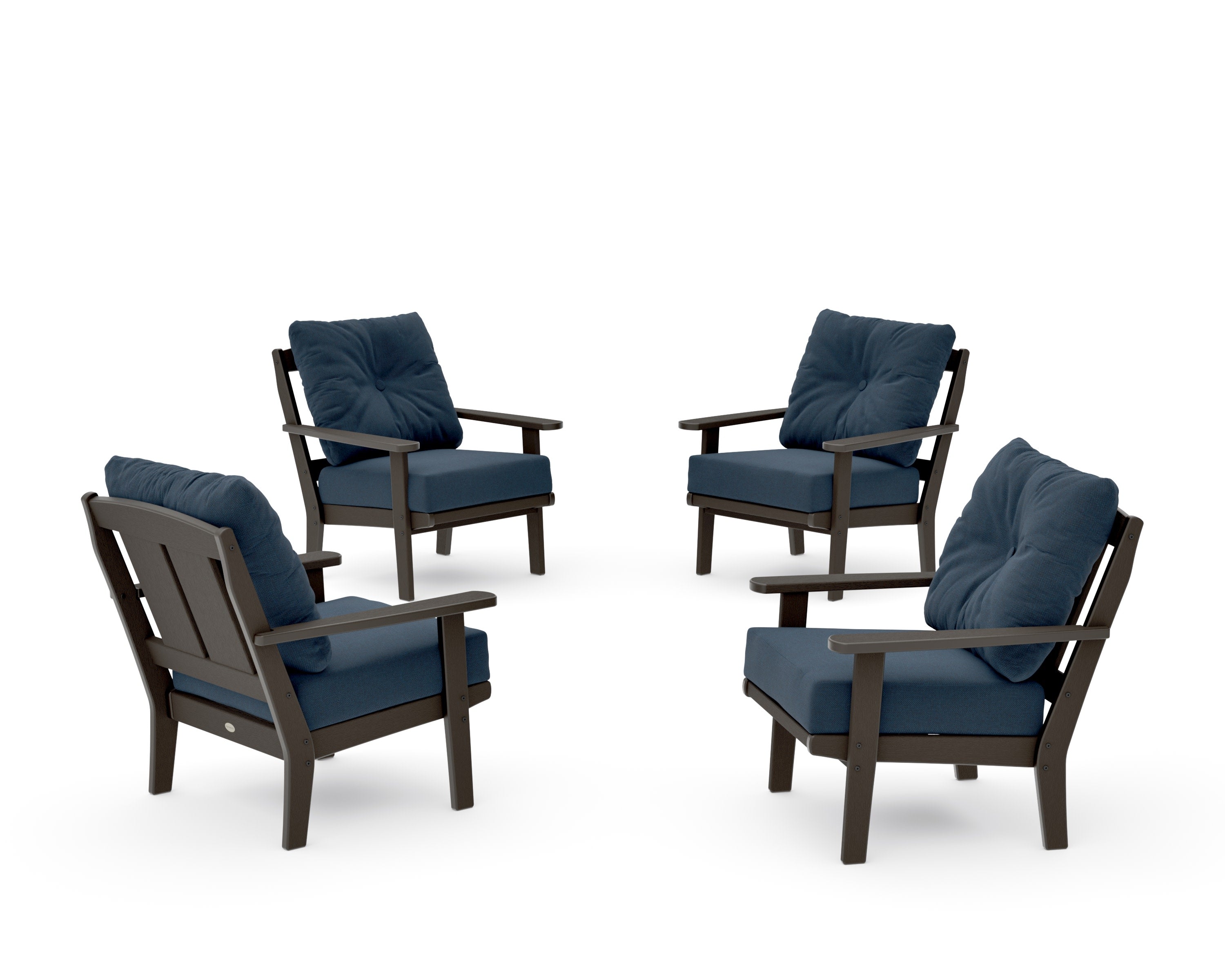 Mission 5-Piece Deep Seating Set with Fire Pit Table in Vintage Coffee / Marine Indigo