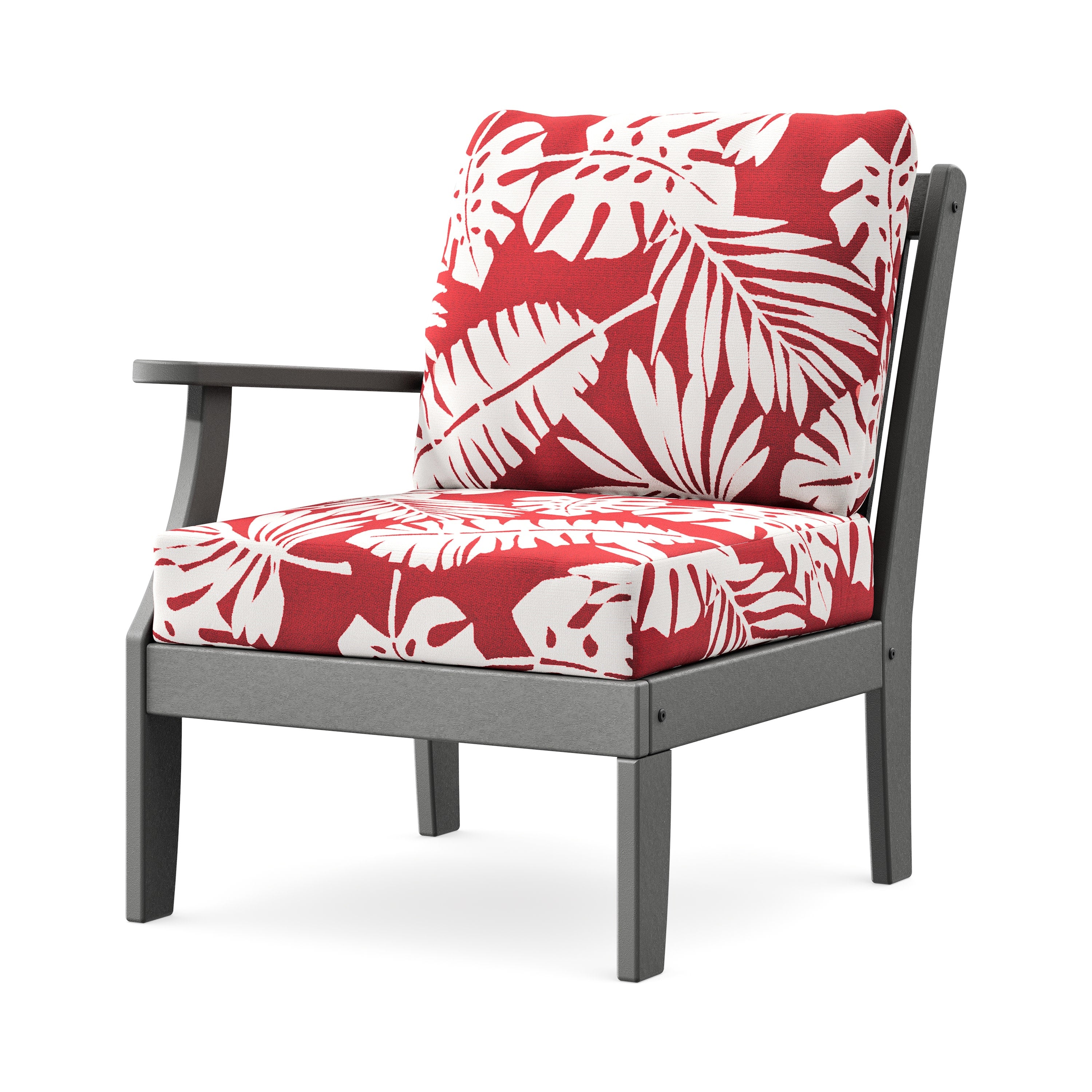 Braxton Modular Left Arm Chair in Slate Grey / Leaf Crimson