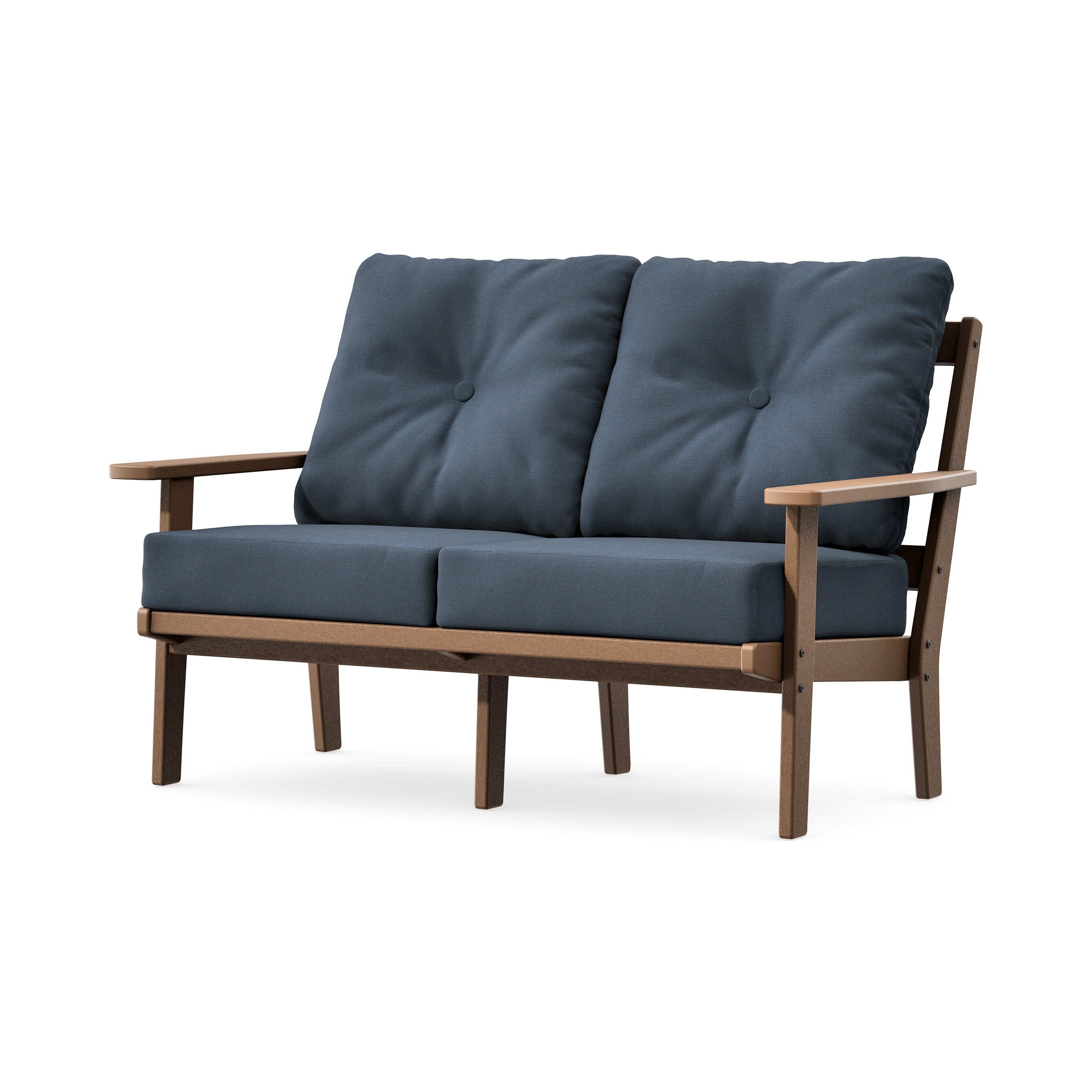 Prairie Deep SeatingLoveseat in Teak / Marine Indigo