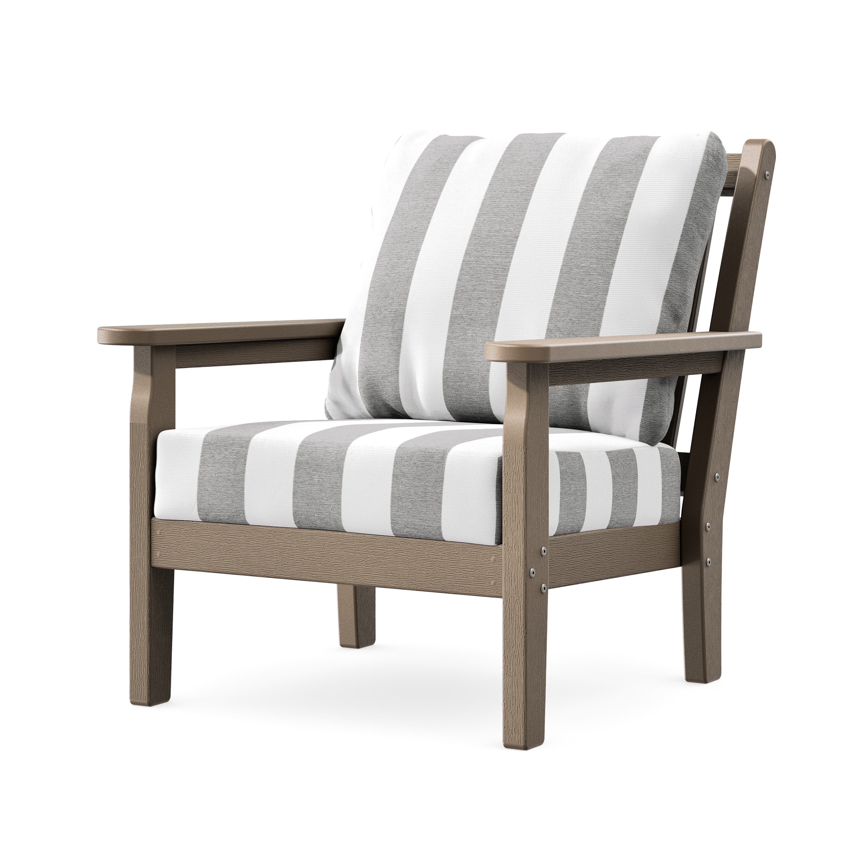 Chippendale Deep Seating Chair in Vintage Sahara / Cabana Stripe Grey Mist