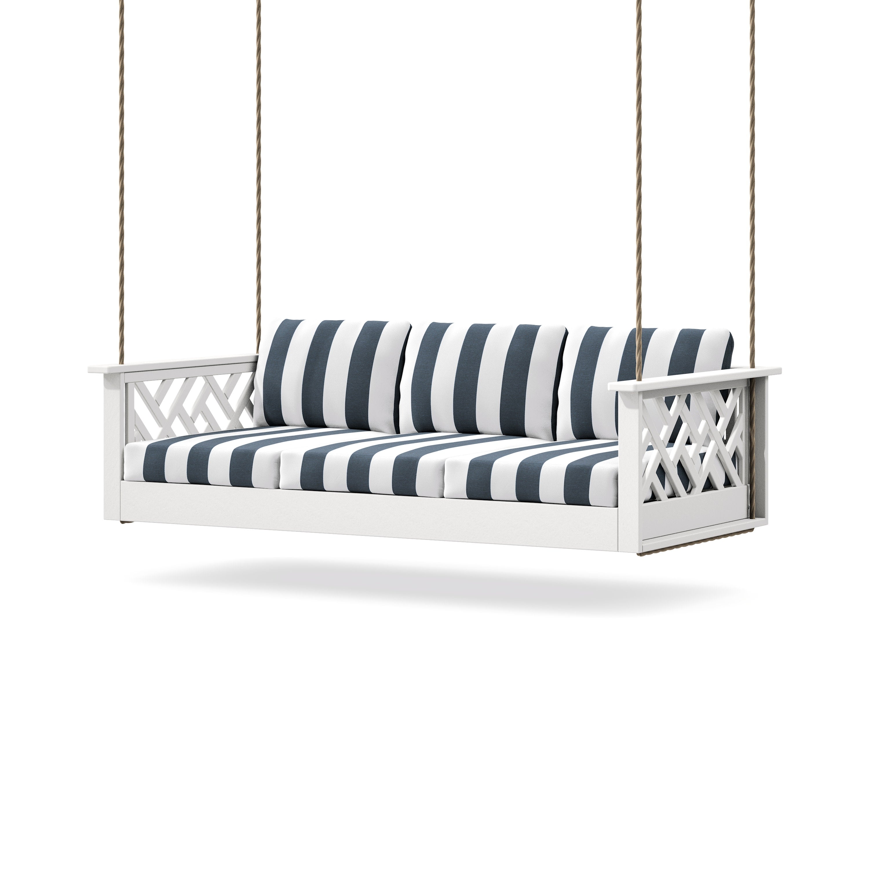 Chippendale Daybed Swing in White / Cabana Stripe Marine Indigo