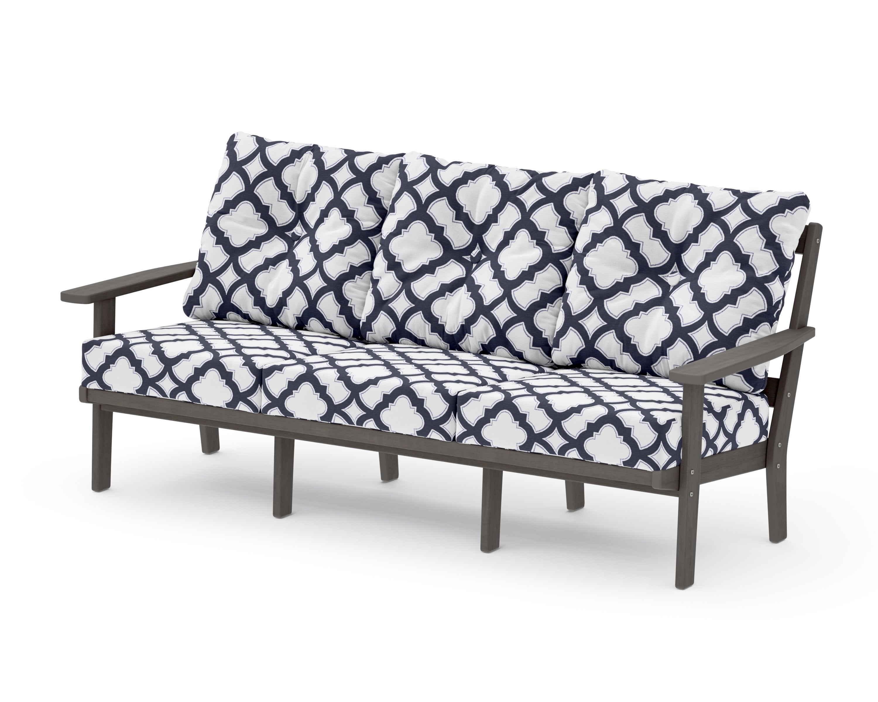 Oxford Deep Seating Sofa in Driftwood / Trellis Navy