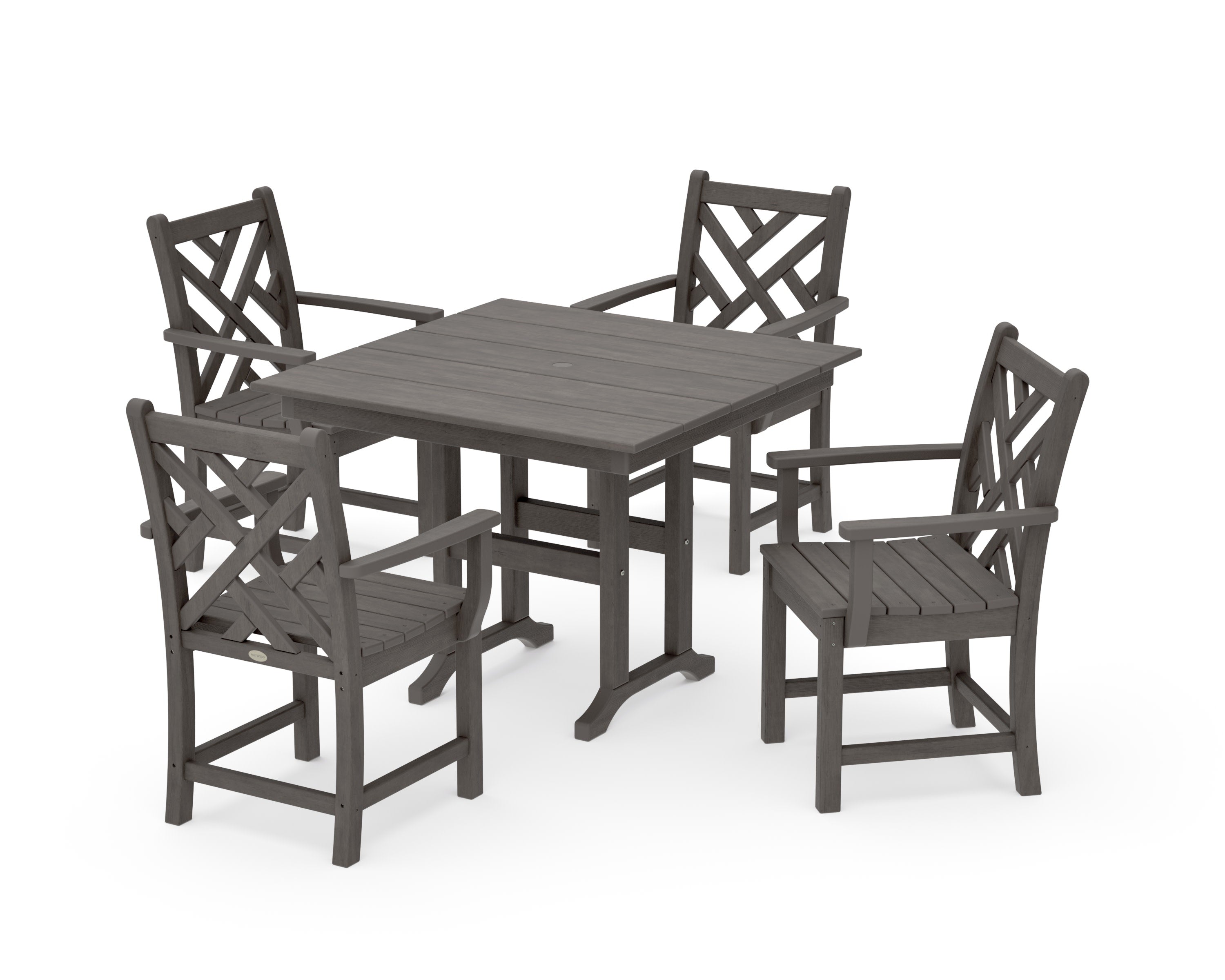 Chippendale 5-Piece Farmhouse Dining Set in Driftwood