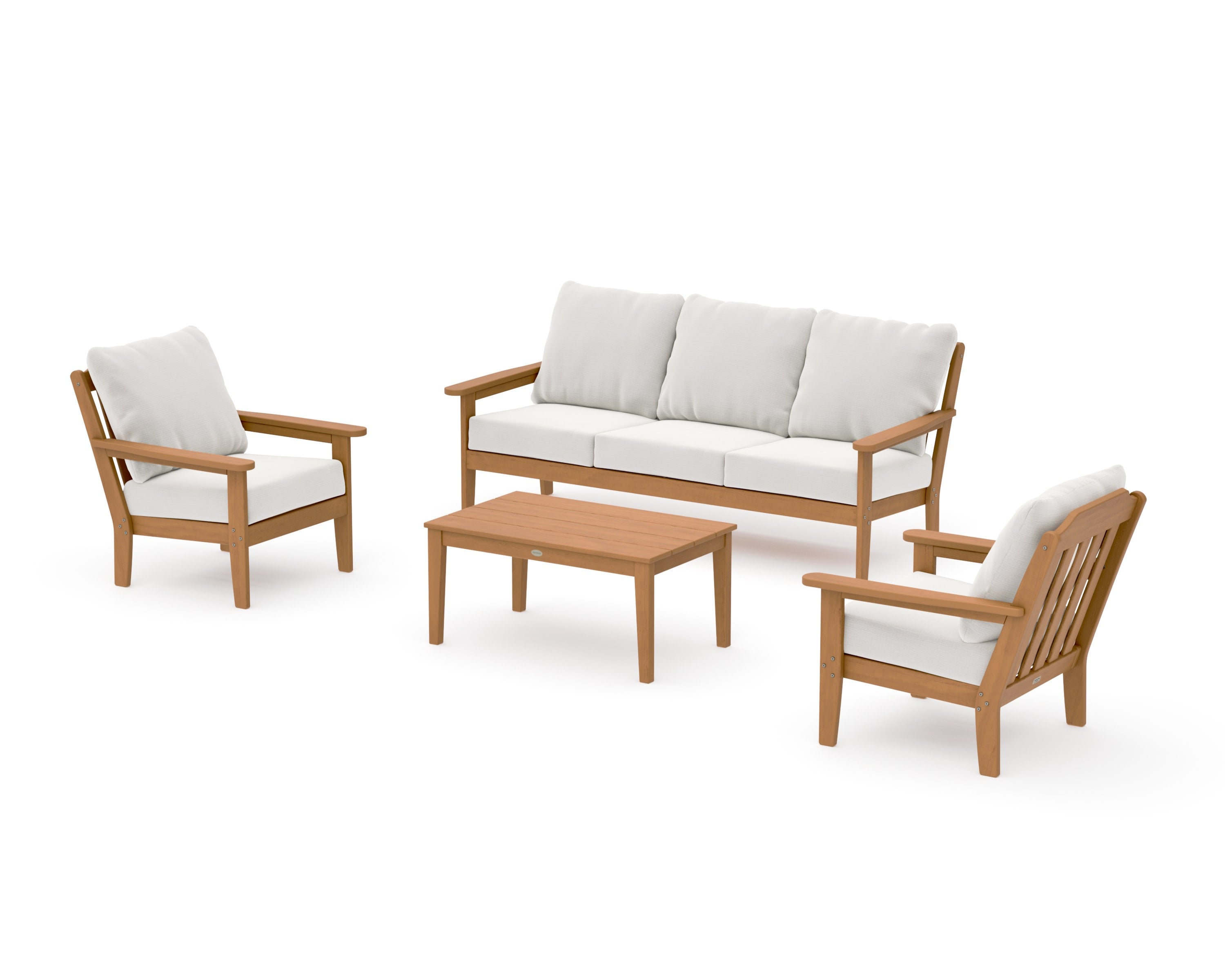 Cottage 4-Piece Deep Seating Set with Sofa in Natural / Natural Linen