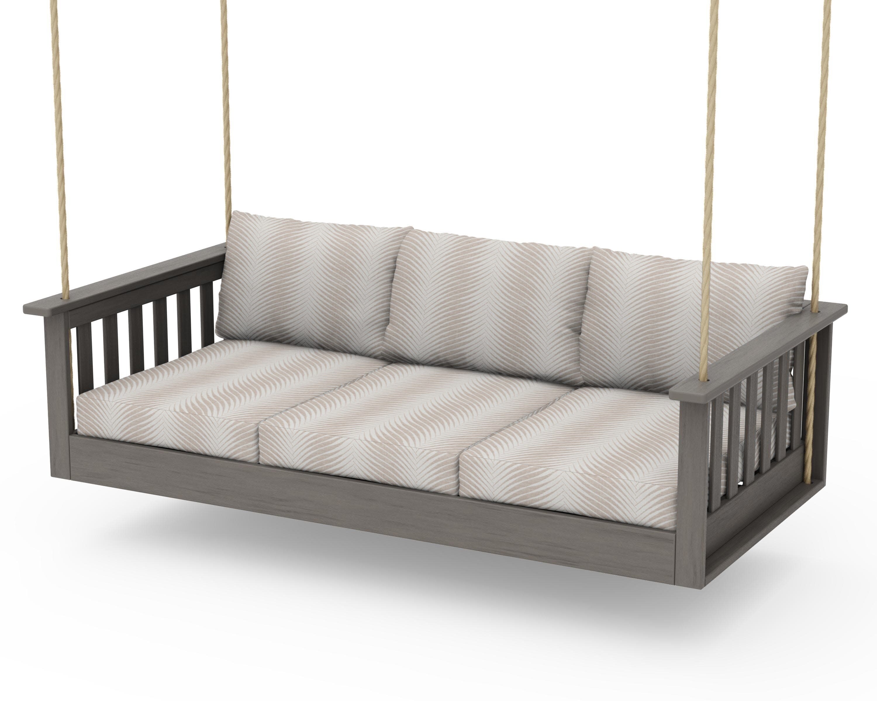 Vineyard Daybed Swing in Driftwood / Clock Out Cloud