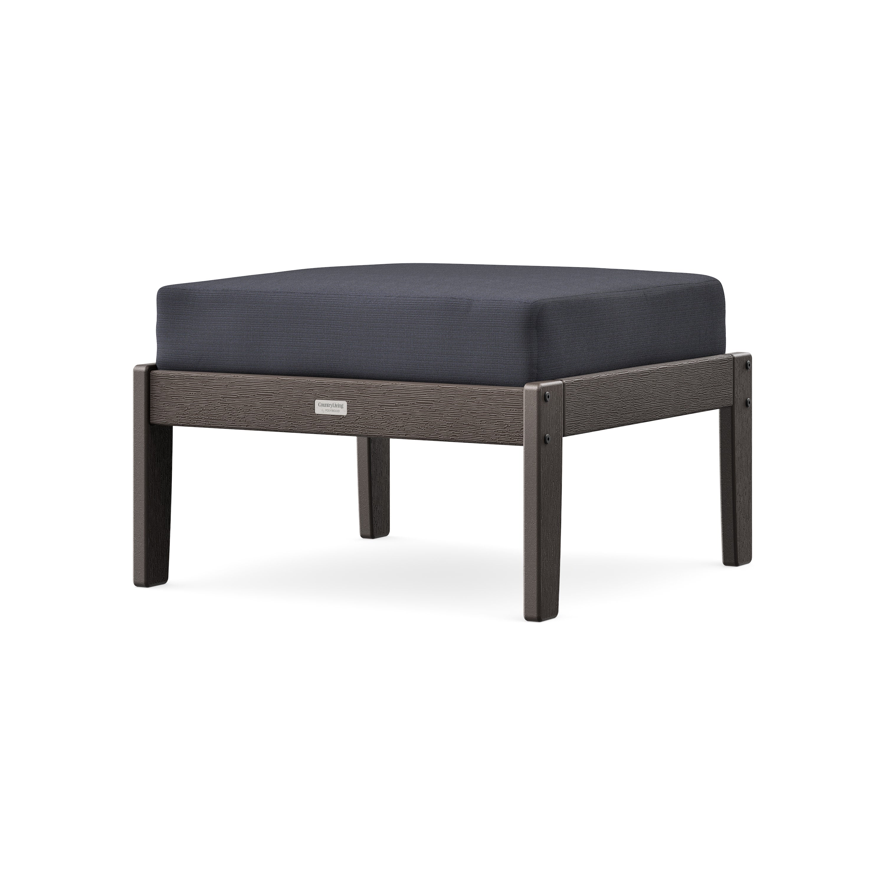 Cottage Deep Seating Ottoman in Vintage Coffee / Midnight Linen