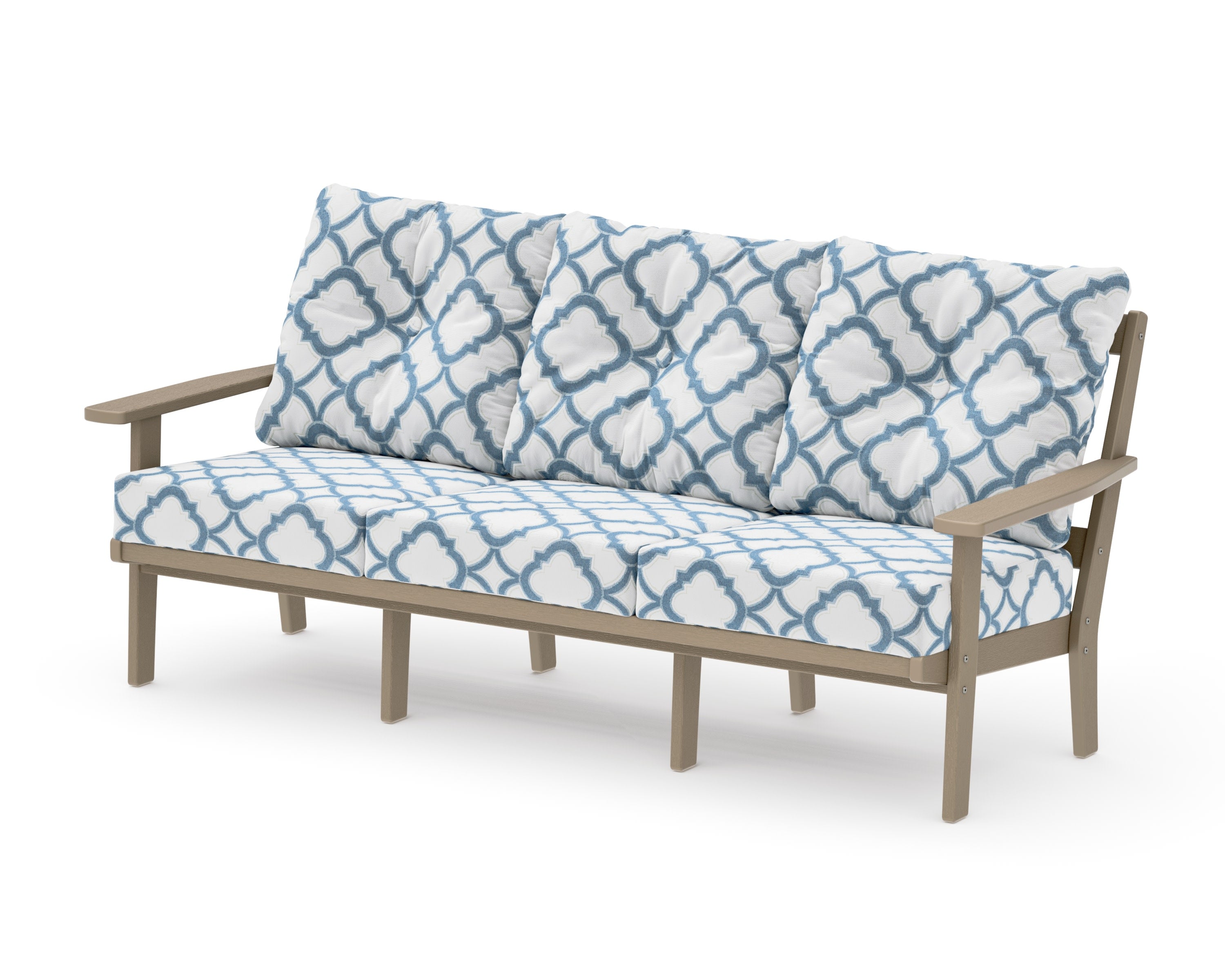 Oxford Deep Seating Sofa in Vintage Sahara / Trellis Sky Blue