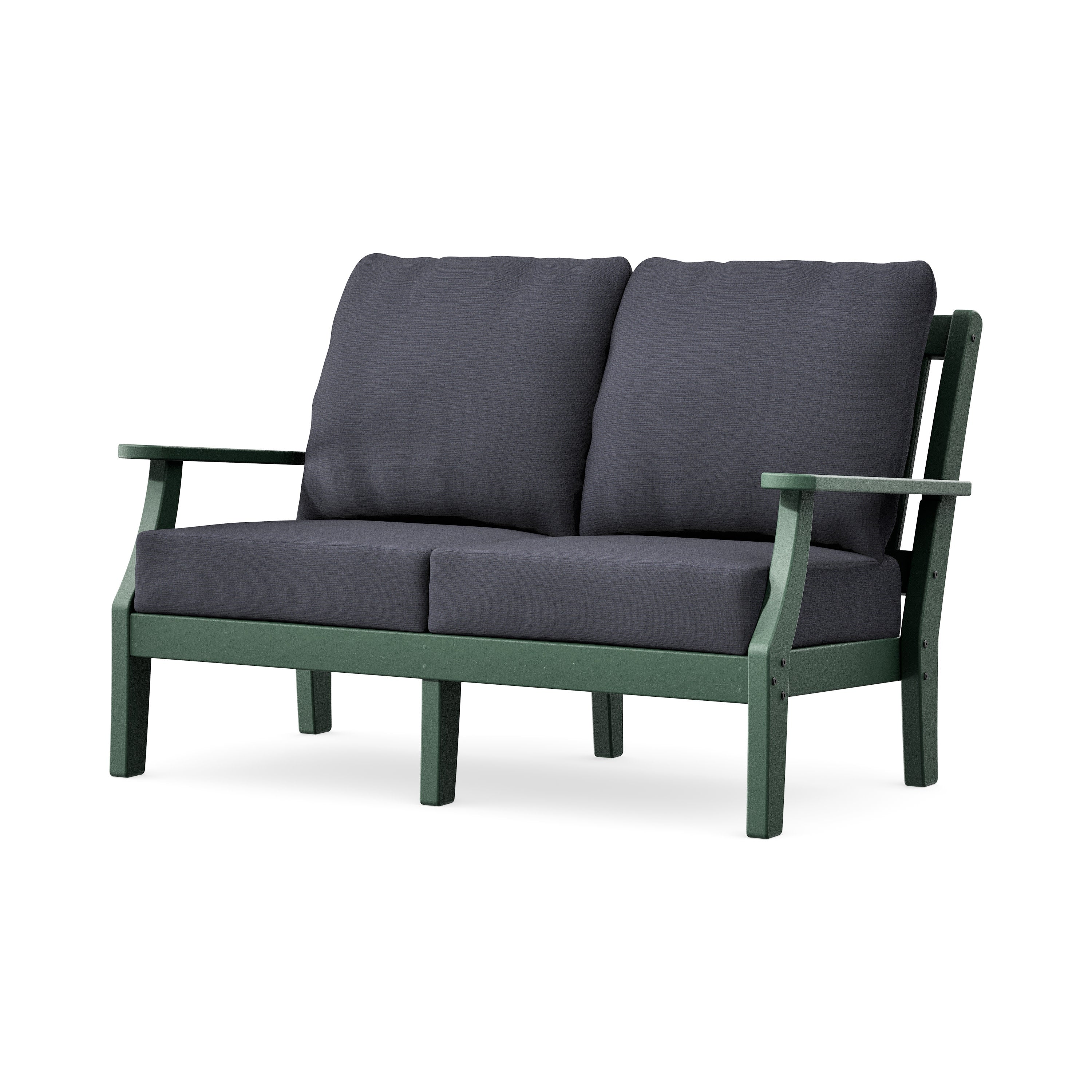 Chinoiserie Deep Seating Loveseat in Green / Midnight Linen