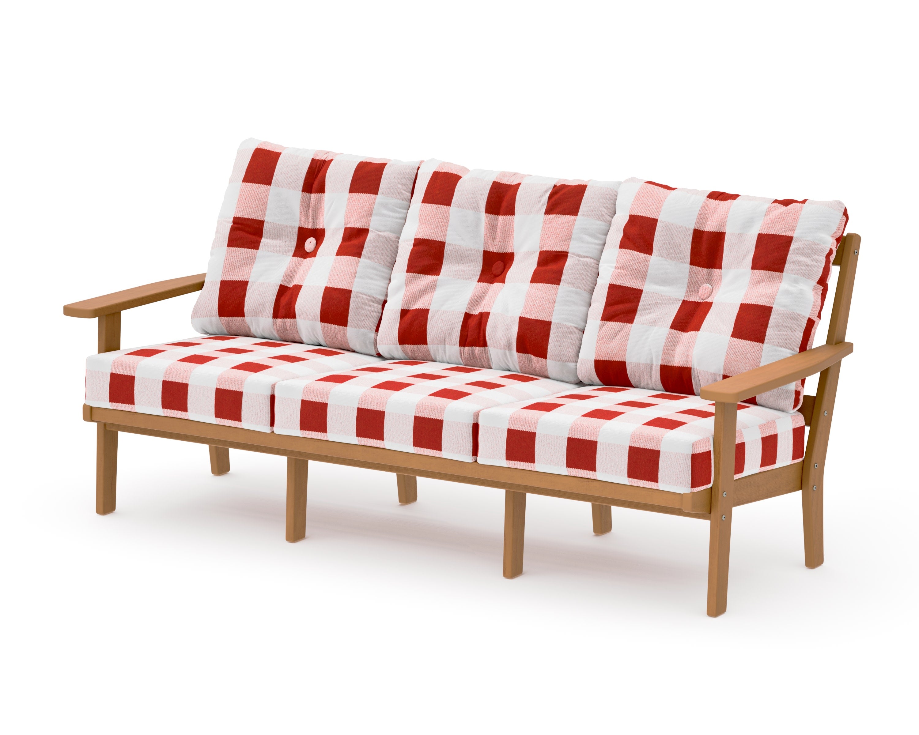 Oxford Deep Seating Sofa in Natural / Buffalo Plaid Crimson