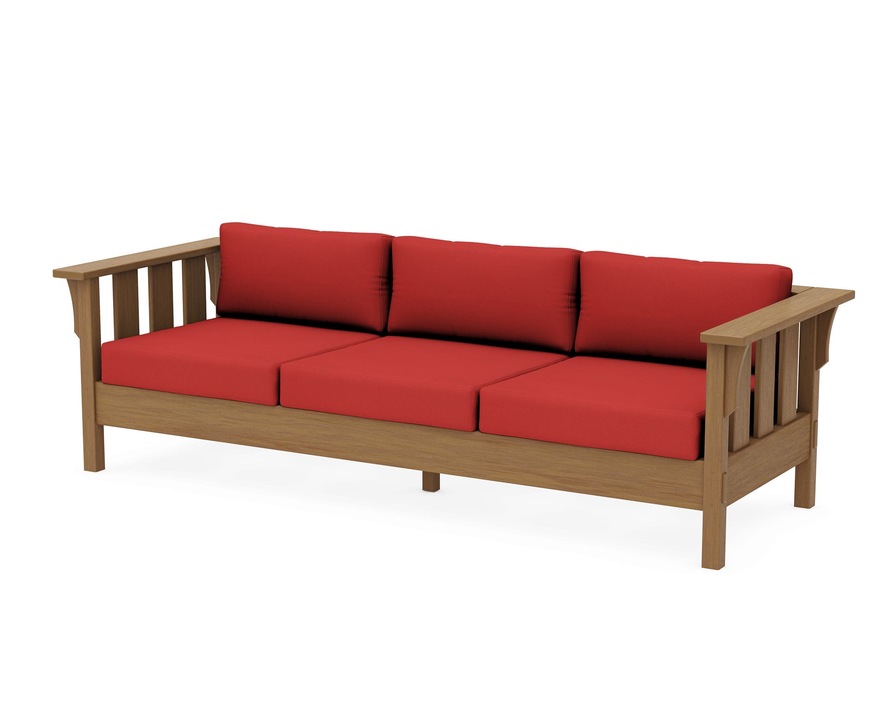 Acadia Deep Seating Sofa in Natural / Crimson Linen