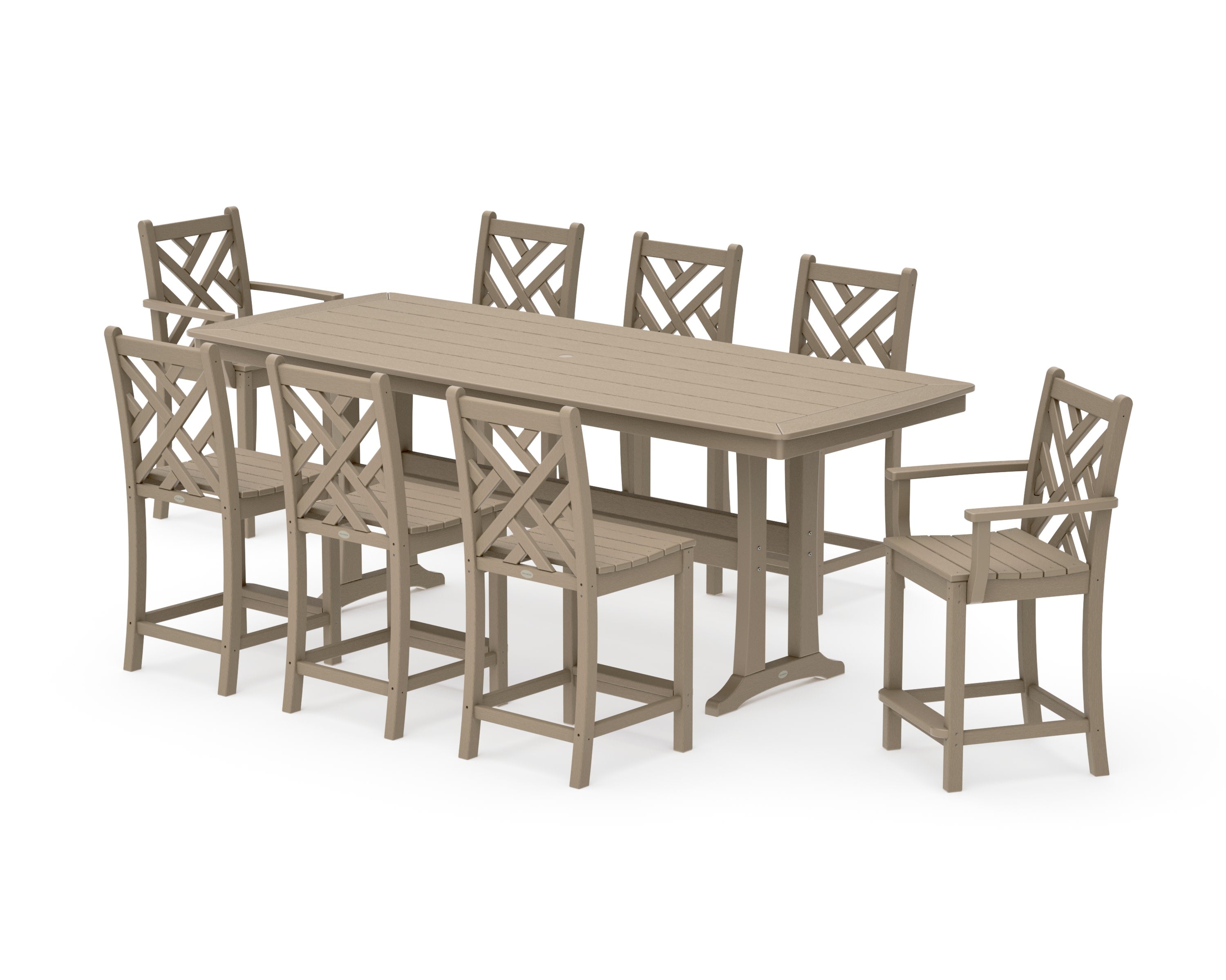 Chippendale 9-Piece Counter Set with Trestle Legs in Vintage Sahara