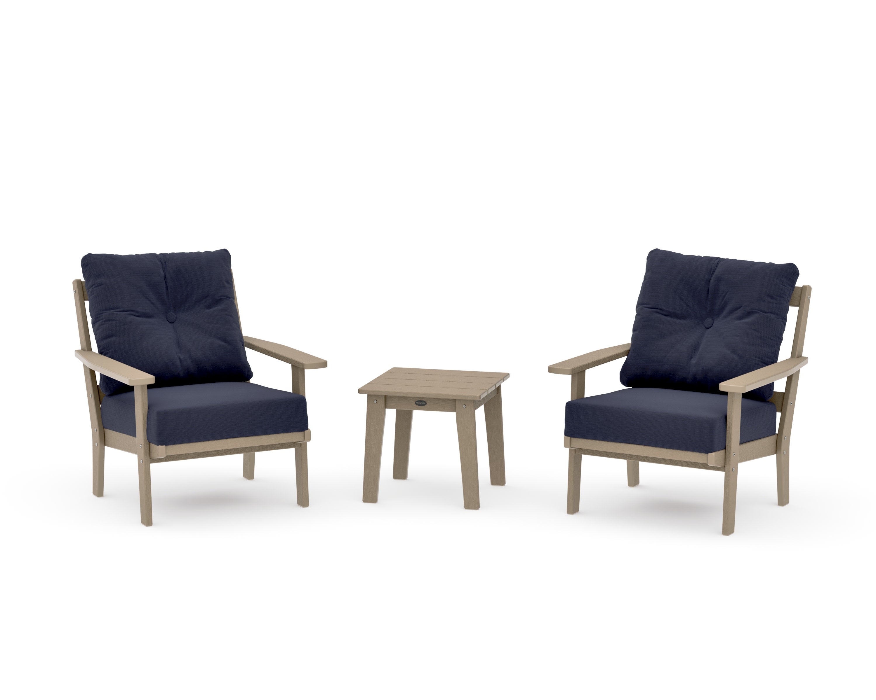 Oxford 3-Piece Deep Seating Set in Vintage Sahara / Navy Linen