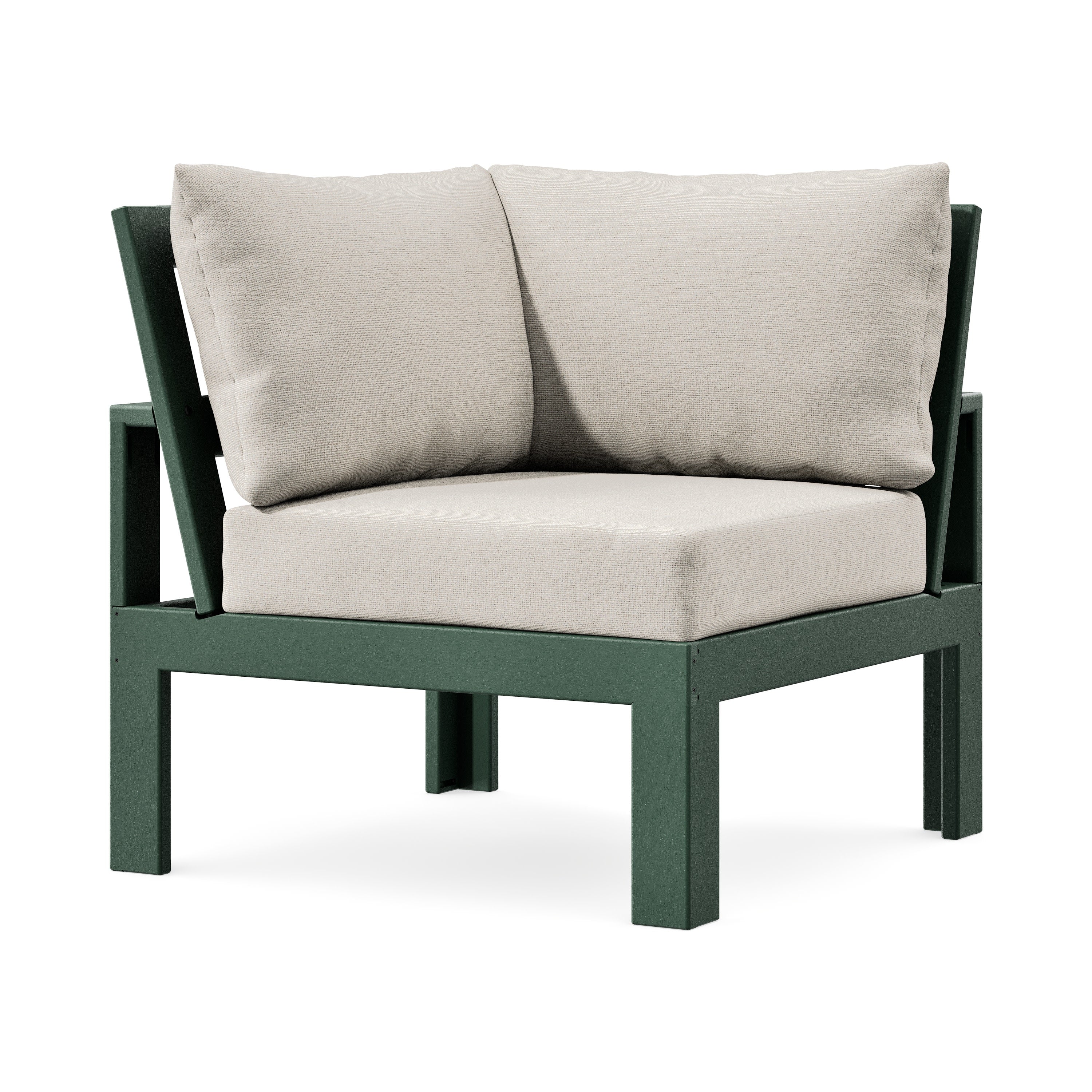 Modular Corner Chair in Green / Dune Burlap
