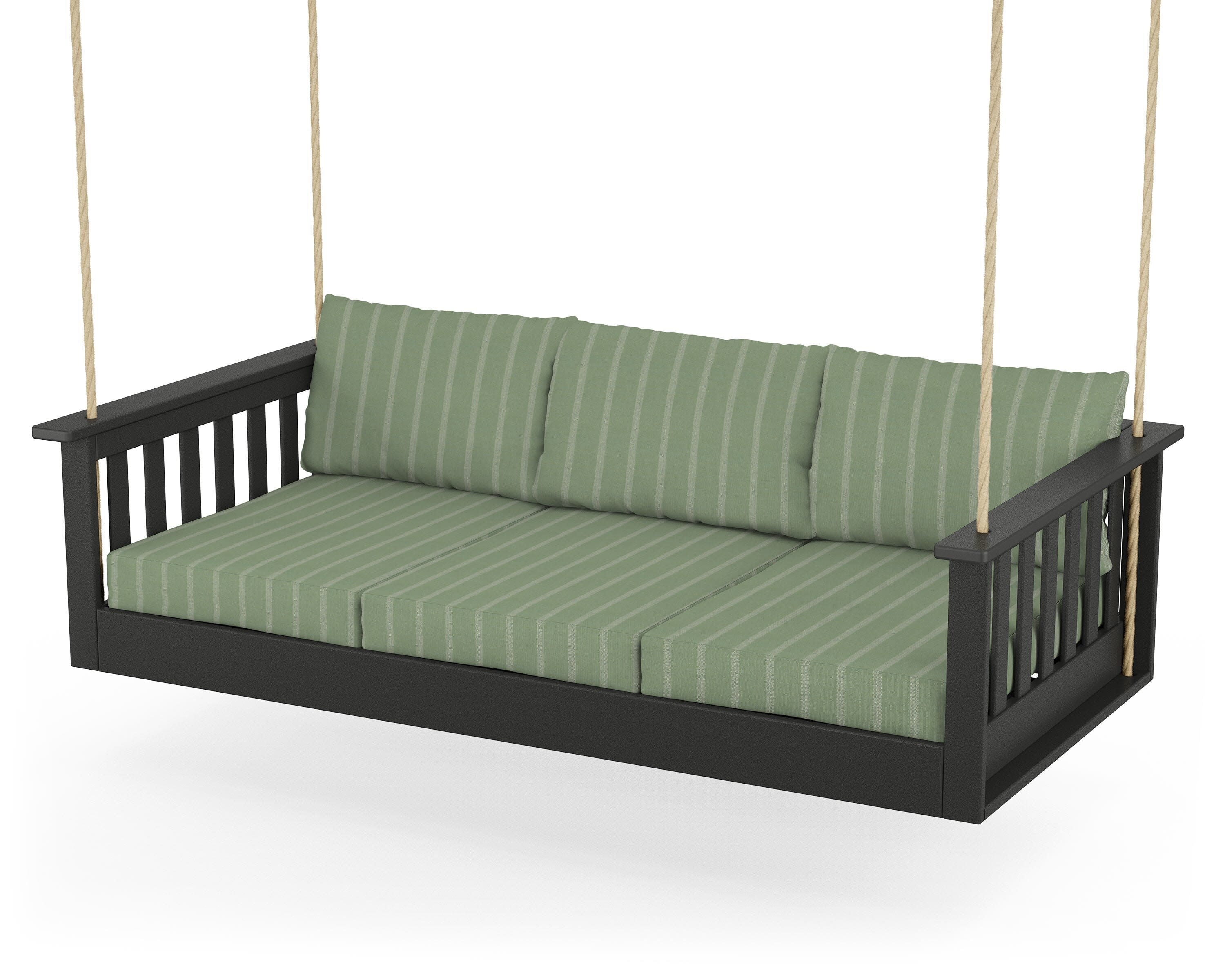 Vineyard Daybed Swing in Black / Unwind Rainwashed