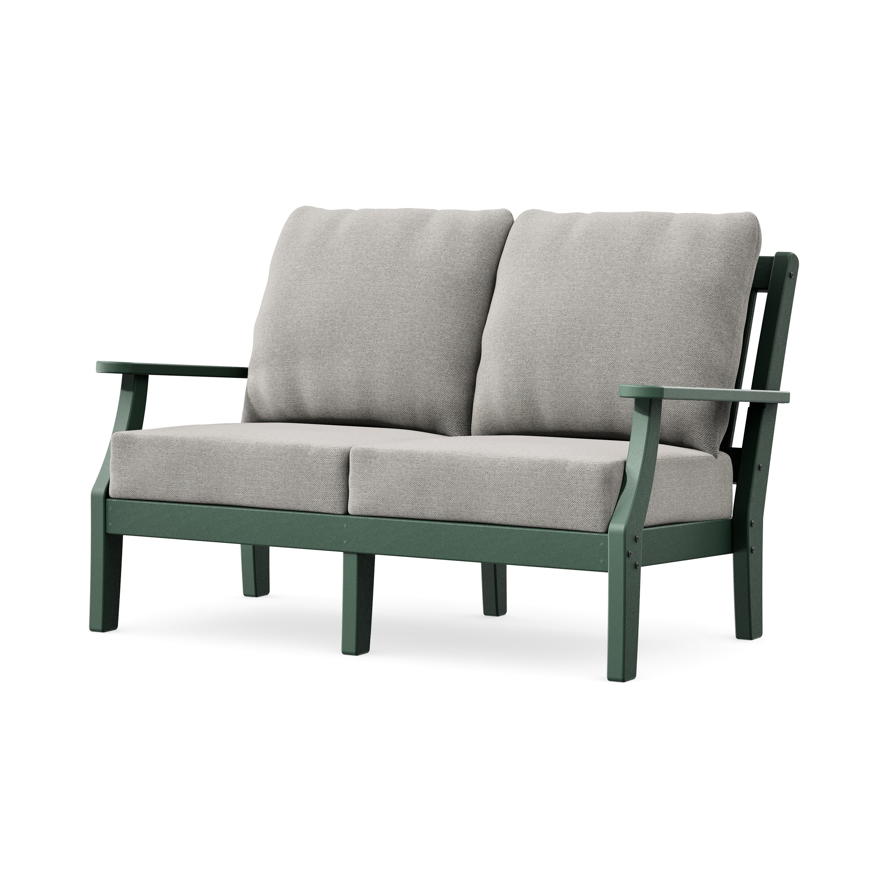 Chinoiserie Deep Seating Loveseat in Green / Weathered Tweed