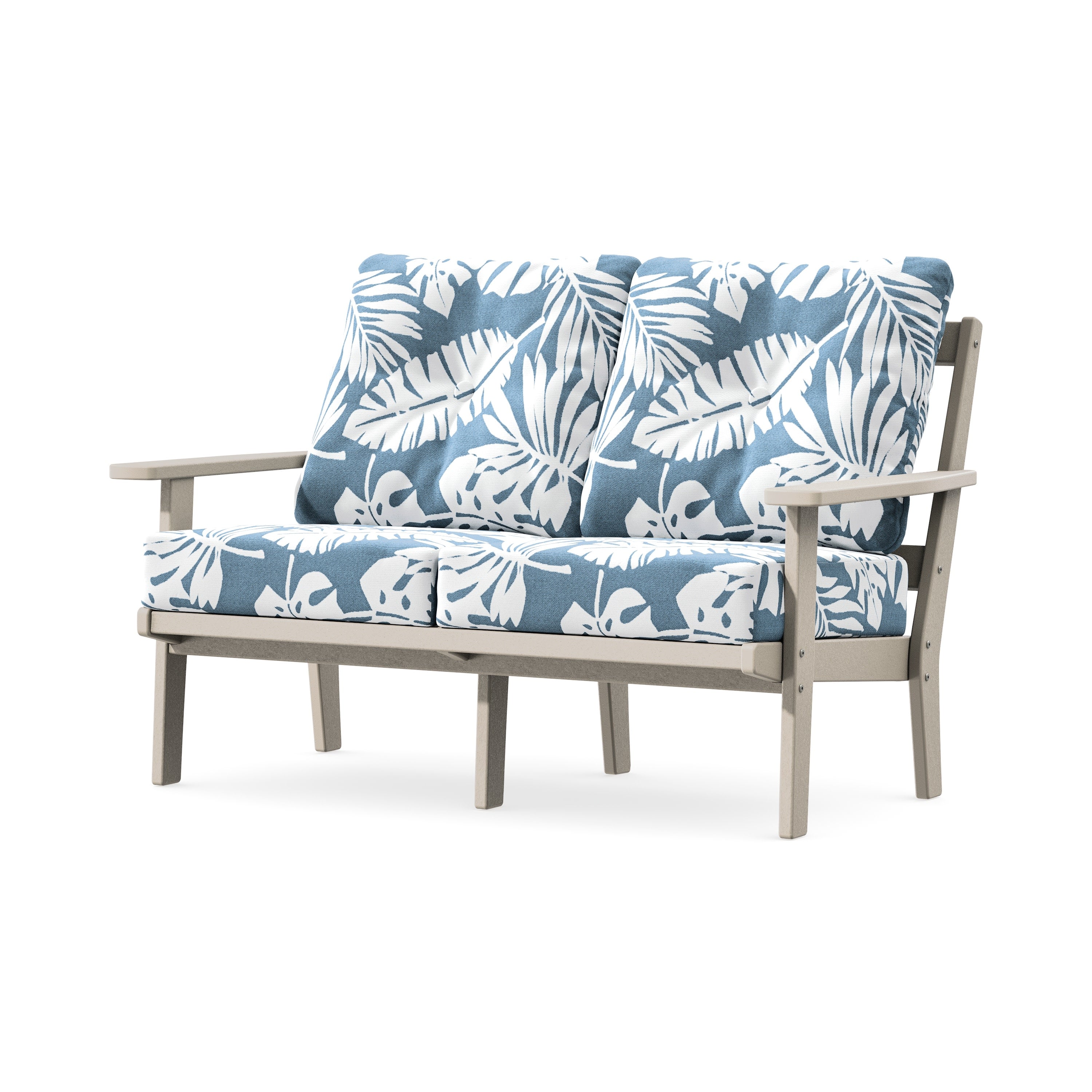 Prairie Deep SeatingLoveseat in Sand / Leaf Sky Blue