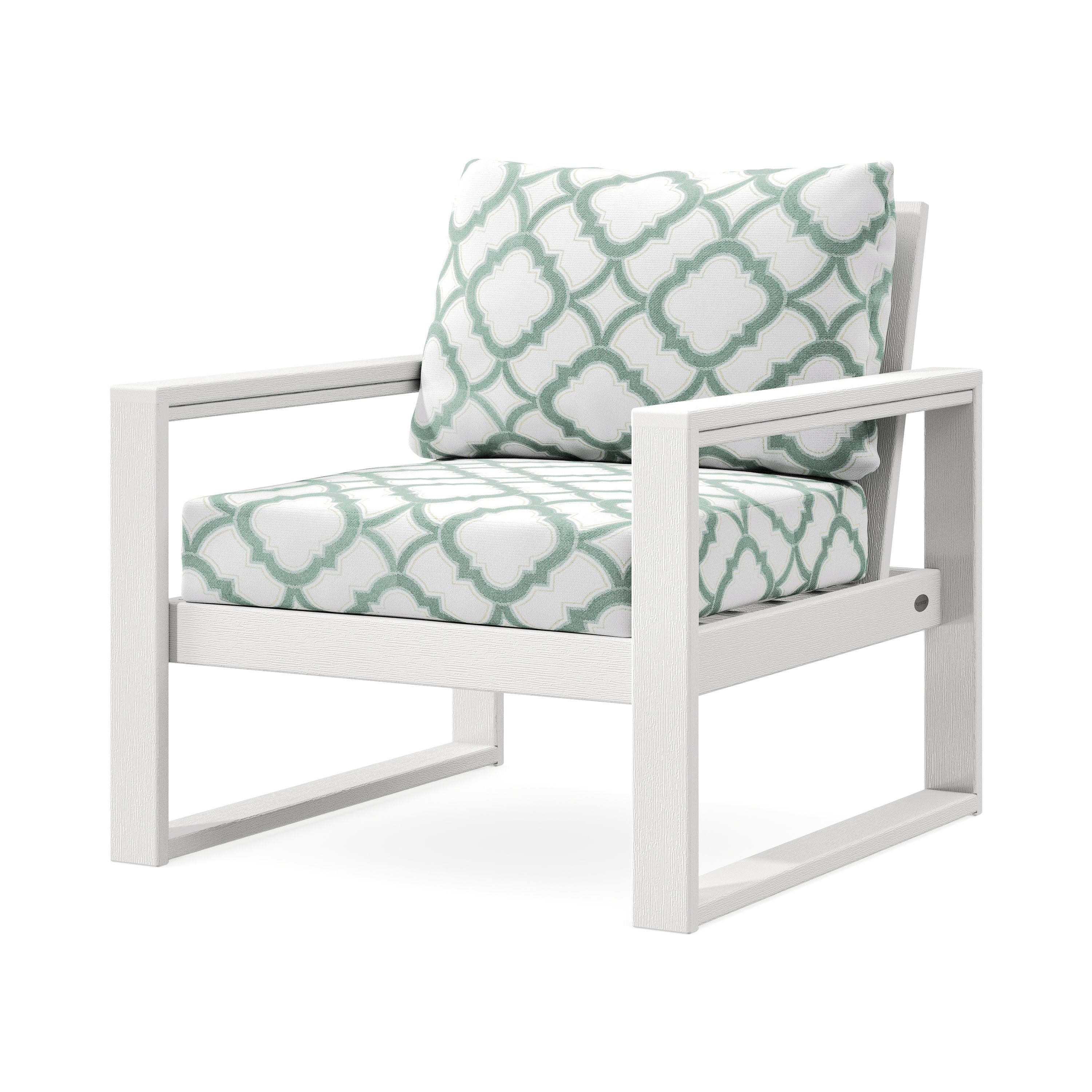 EDGE Club Chair in Vintage White / Trellis Glacier Spa