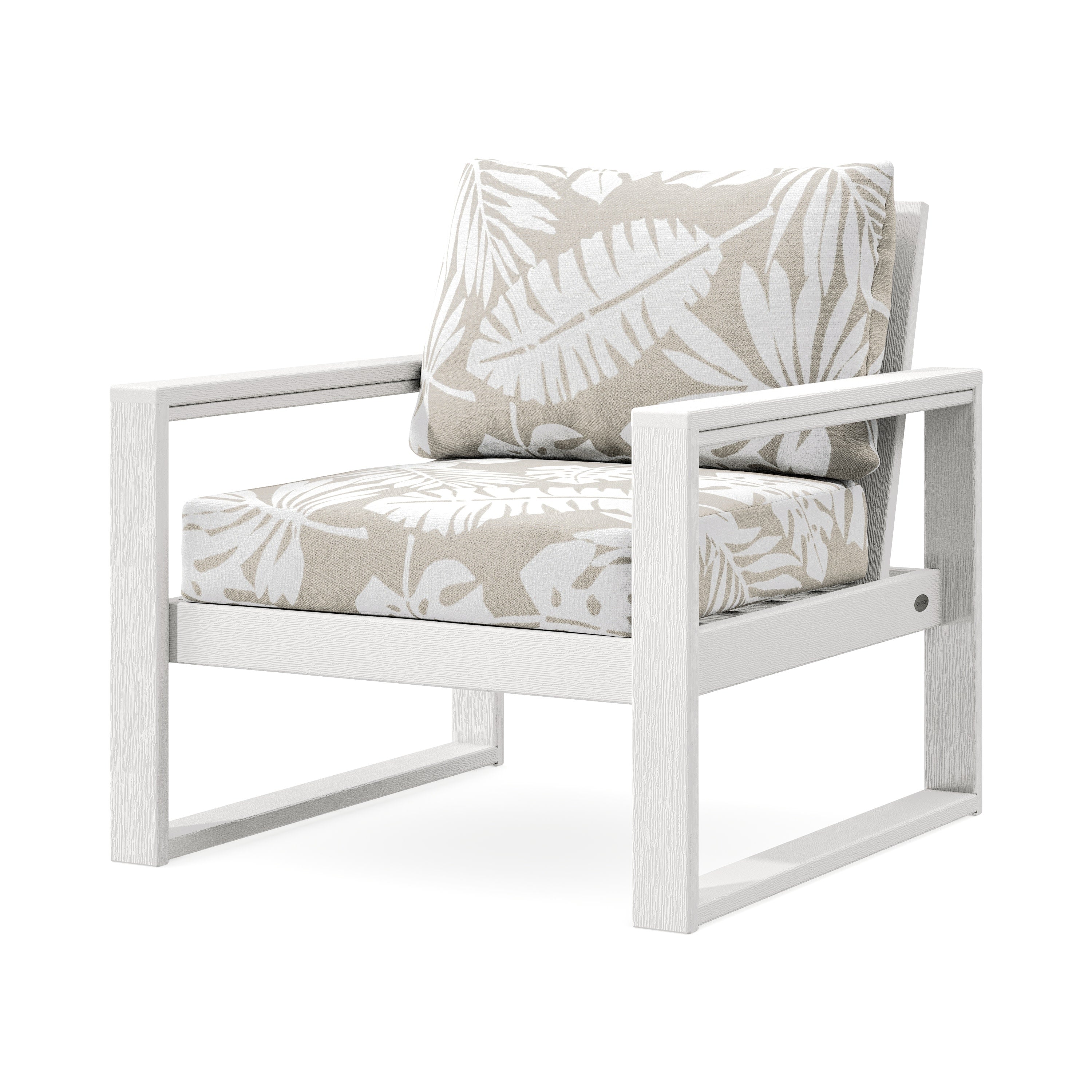 EDGE Club Chair in Vintage White / Leaf Dune Burlap