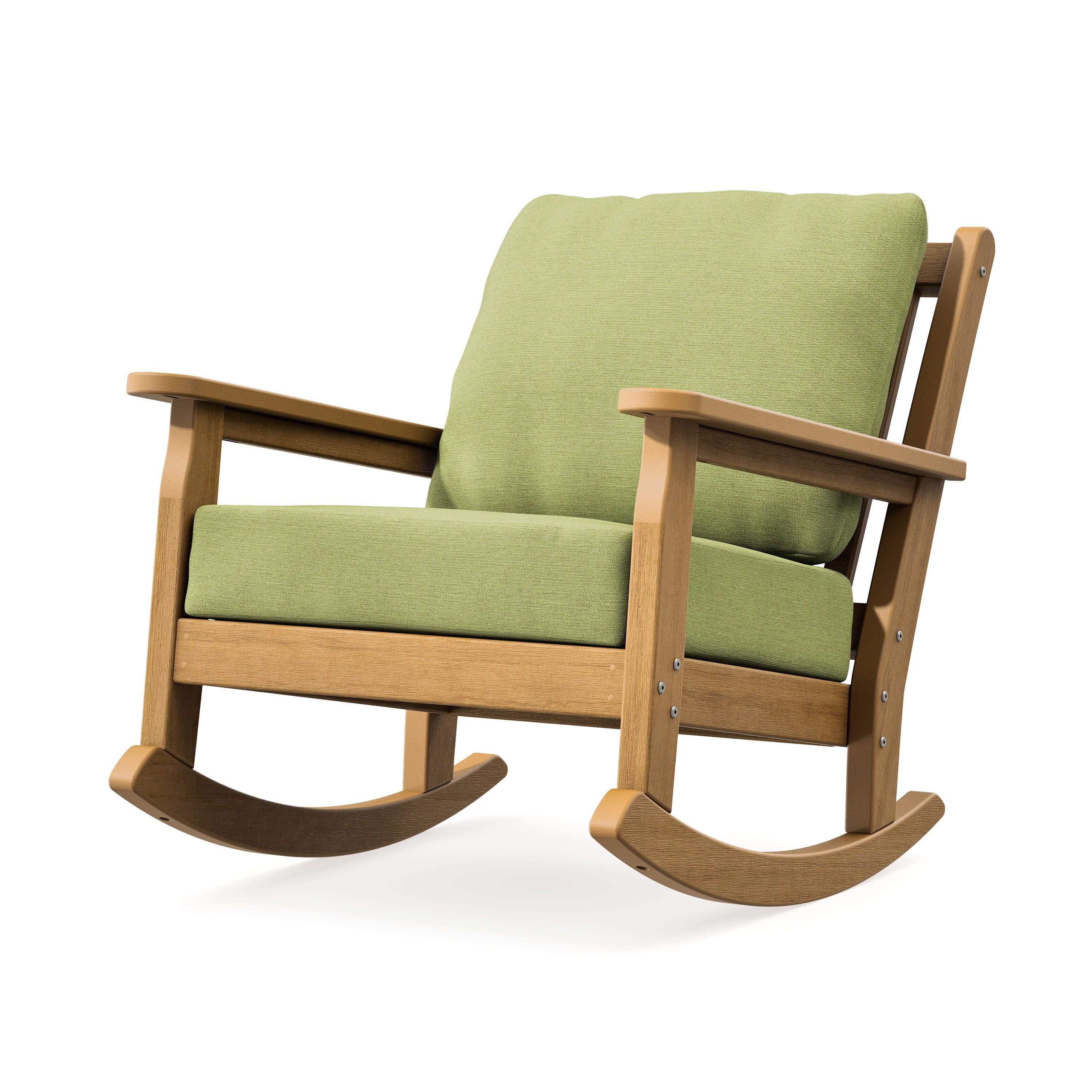 Chippendale Deep Seating Rocking Chair in Natural / Chartreuse Boucle