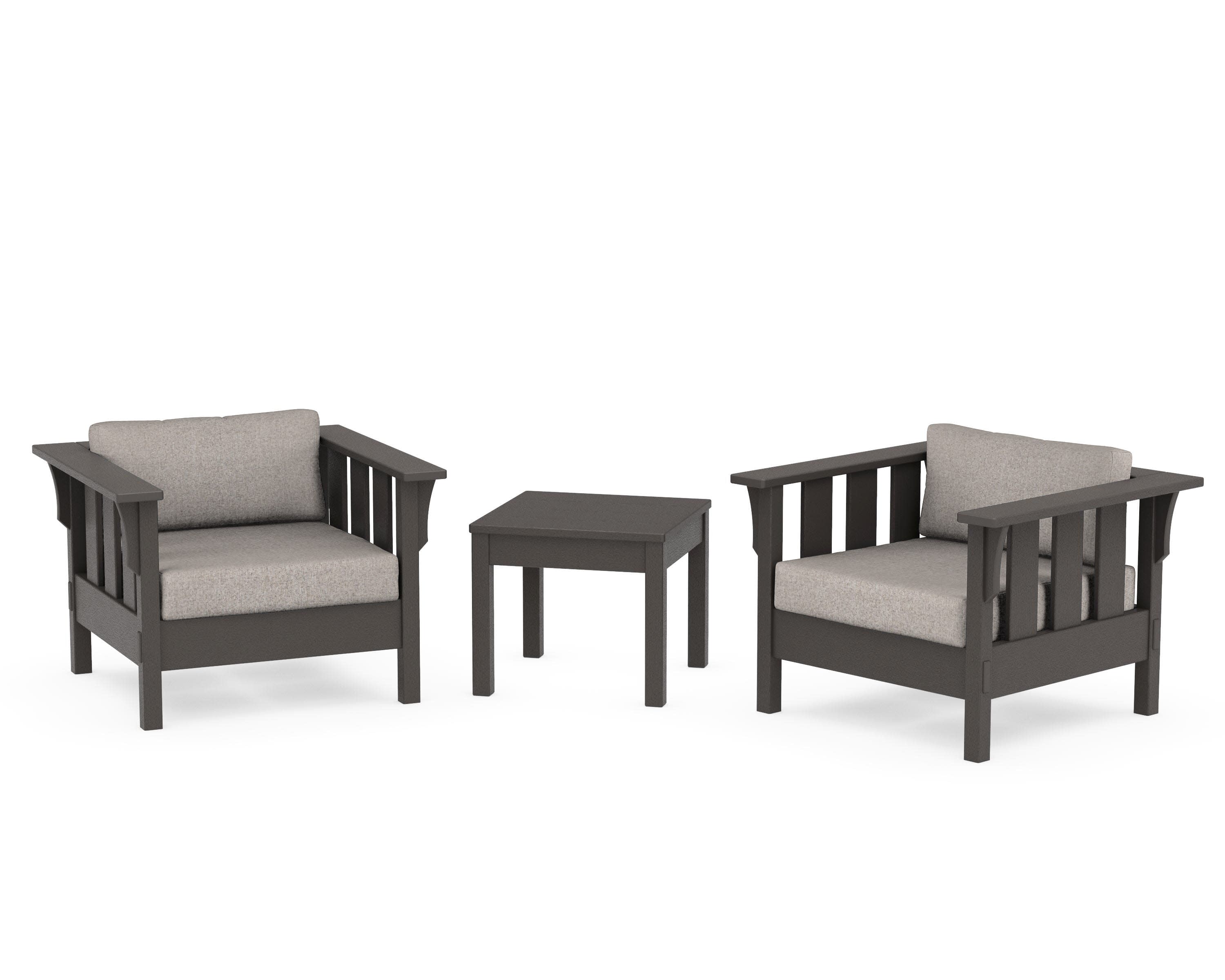 Acadia 3-Piece Deep Seating Set in Vintage Coffee / Weathered Tweed