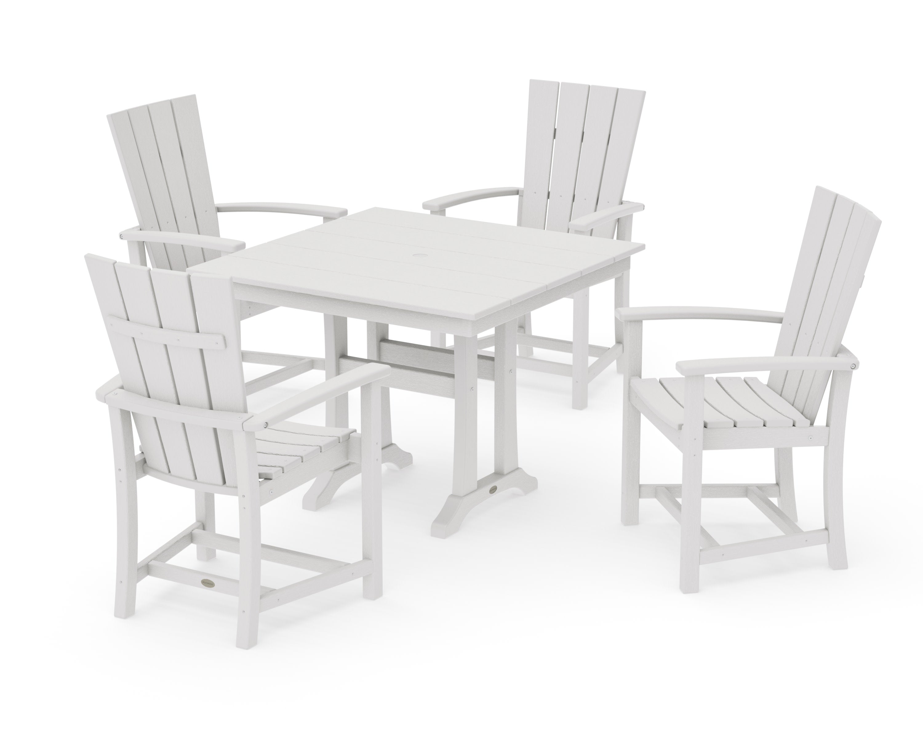 Quattro 5-Piece Farmhouse Dining Set With Trestle Legs in Vintage White