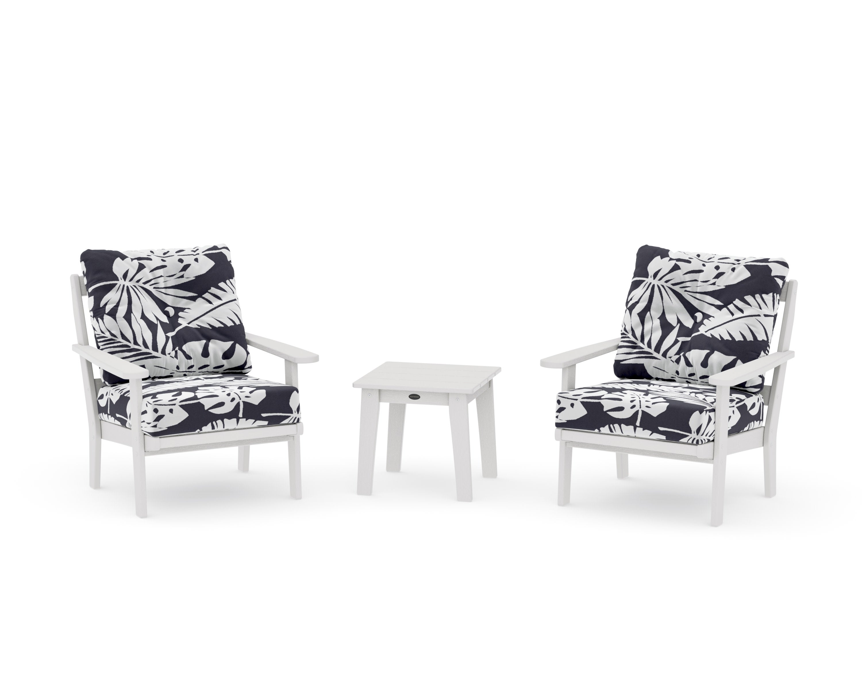 Mission 3-Piece Deep Seating Set in Vintage White / Leaf Navy