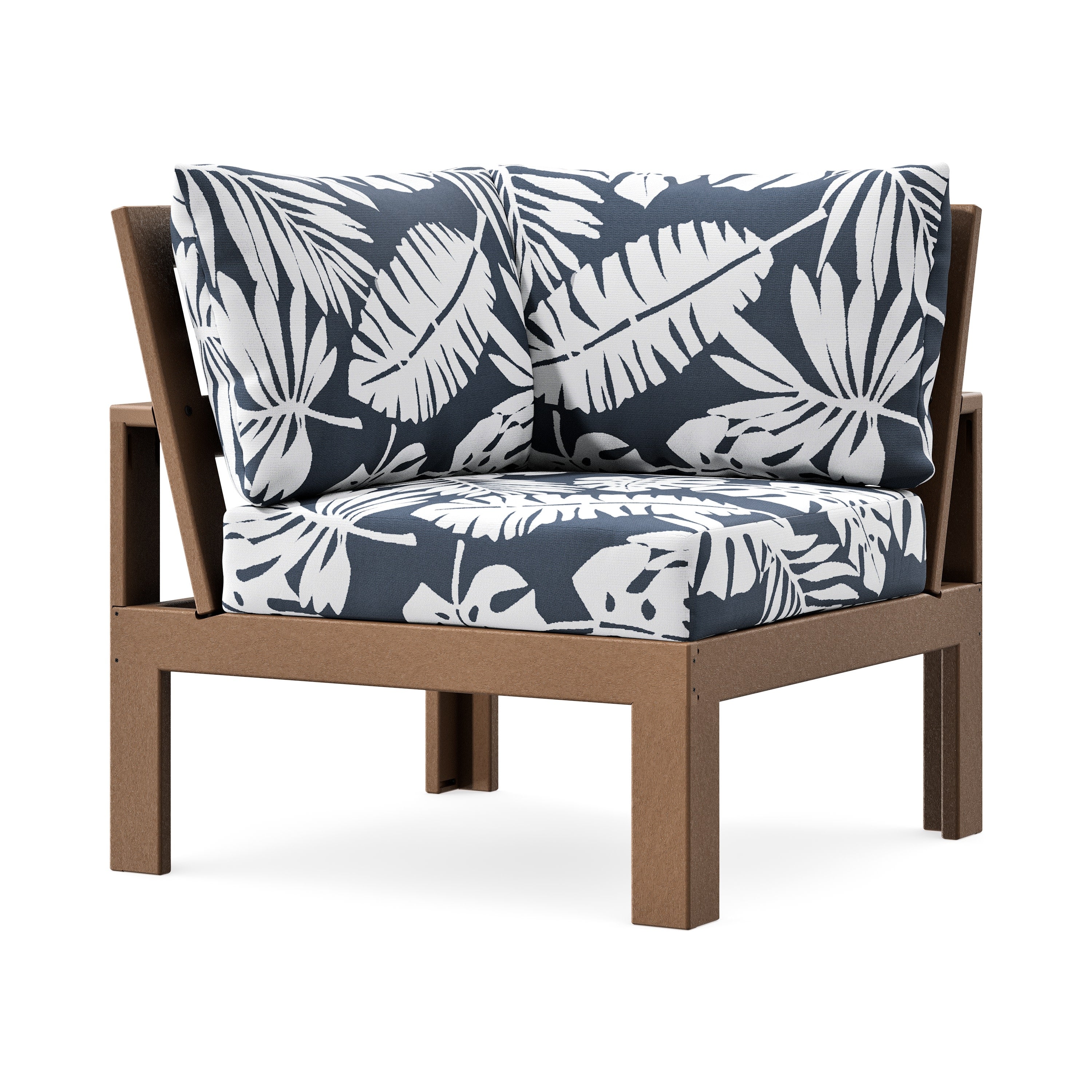 Modular Corner Chair in Teak / Leaf Marine Indigo