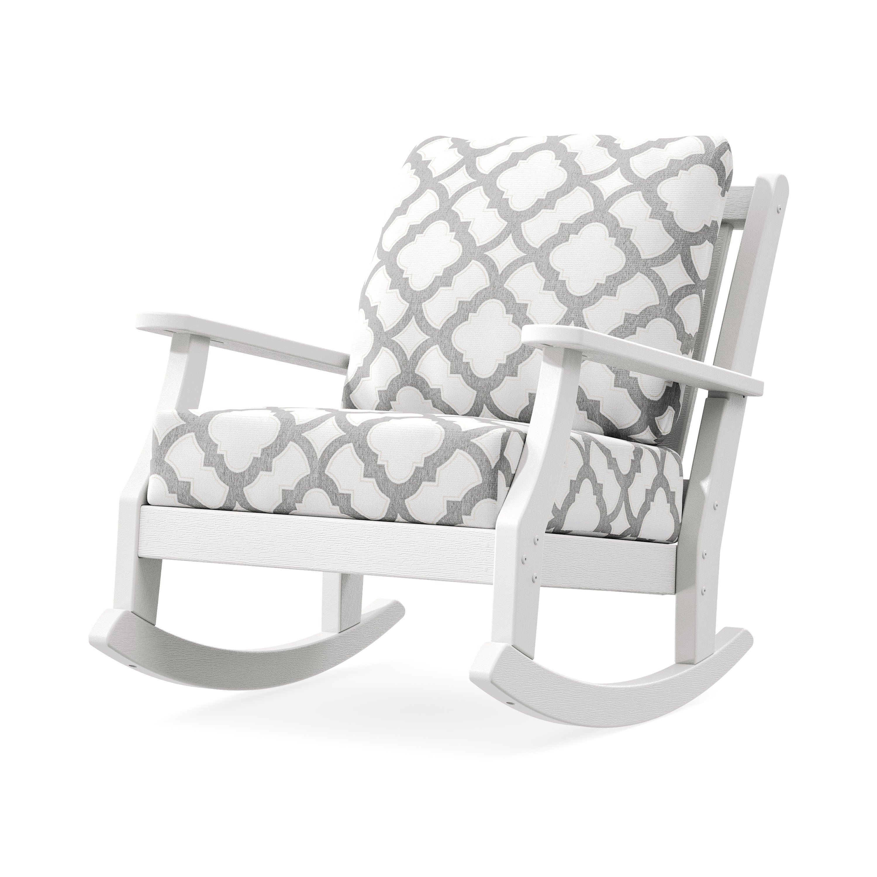 Wovendale Deep Seating Rocking Chair in Vintage White / Trellis Grey Mist