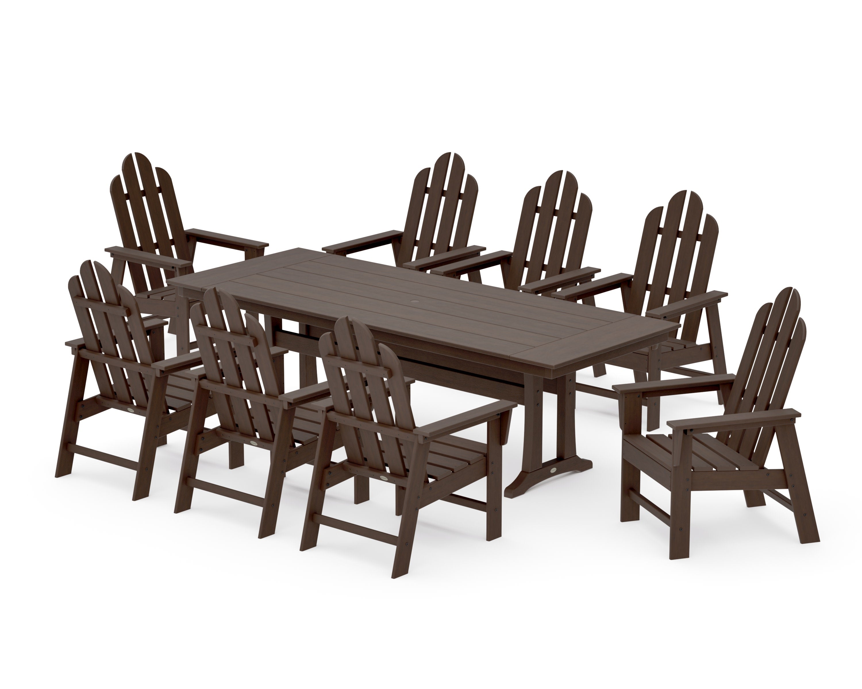 Long Island 9-Piece Farmhouse Dining Set with Trestle Legs in Kona