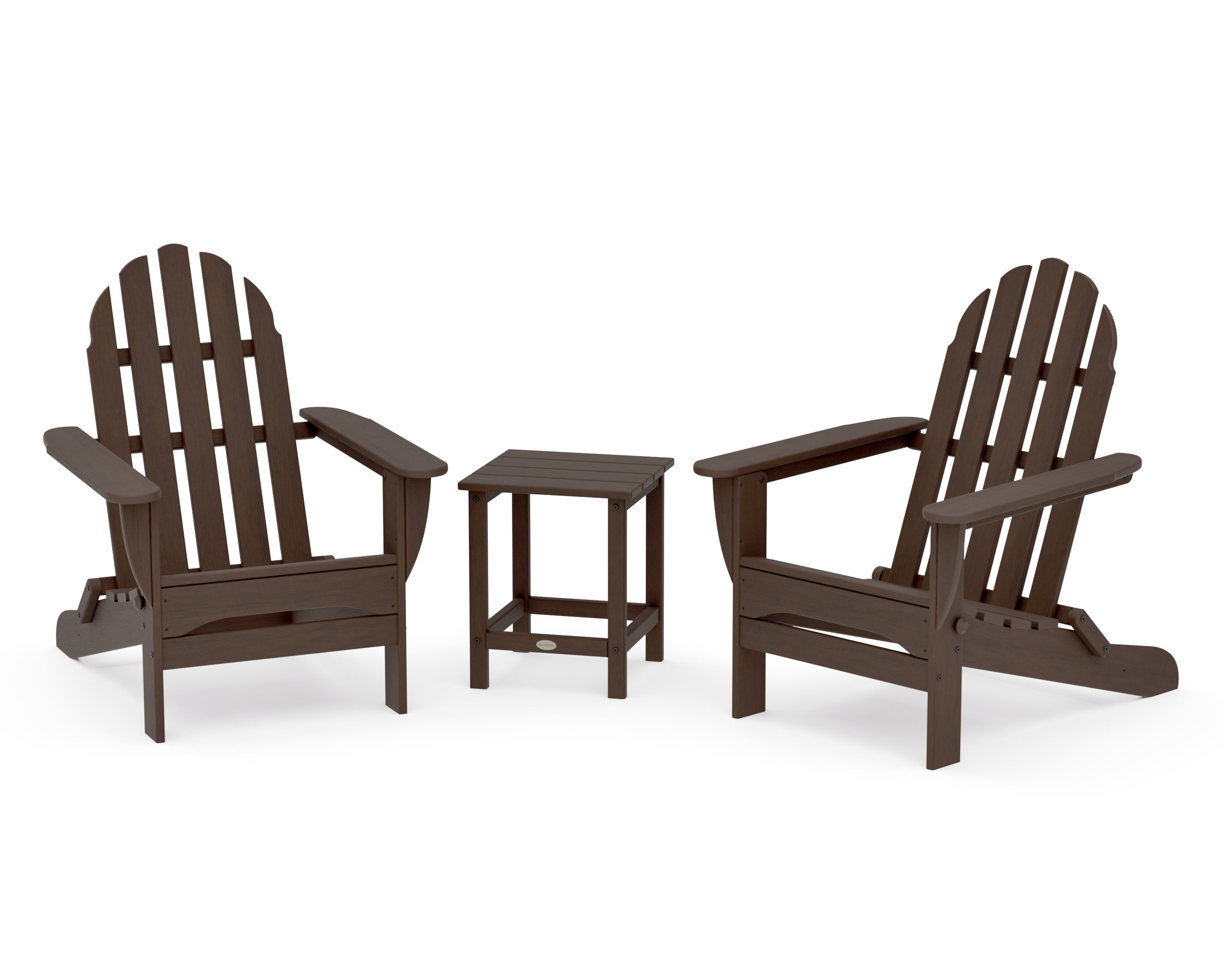 Classic Folding Adirondack 3-Piece Set with Long Island 18" Side Table in Kona