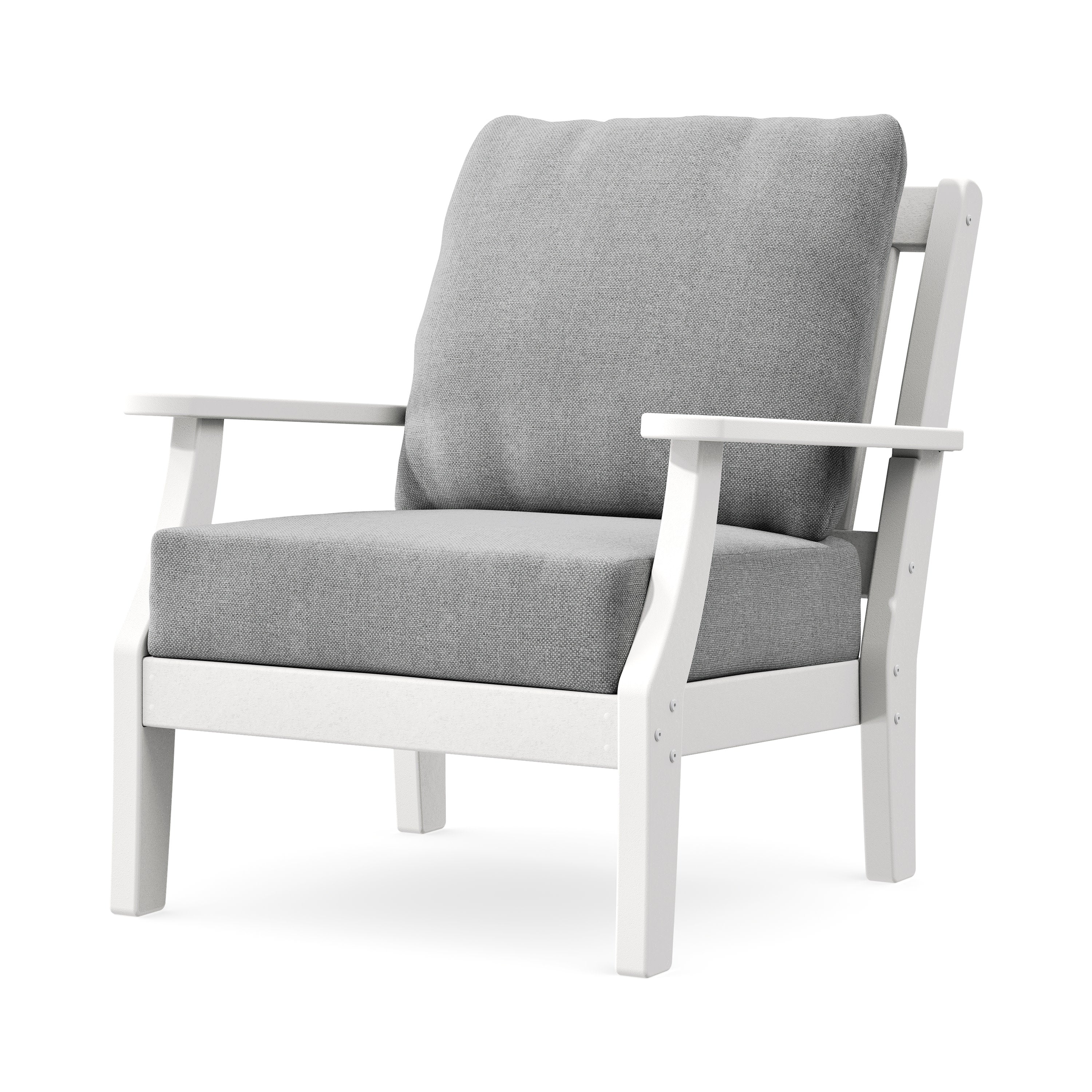 Chinoiserie Deep Seating Chair in White / Grey Mist