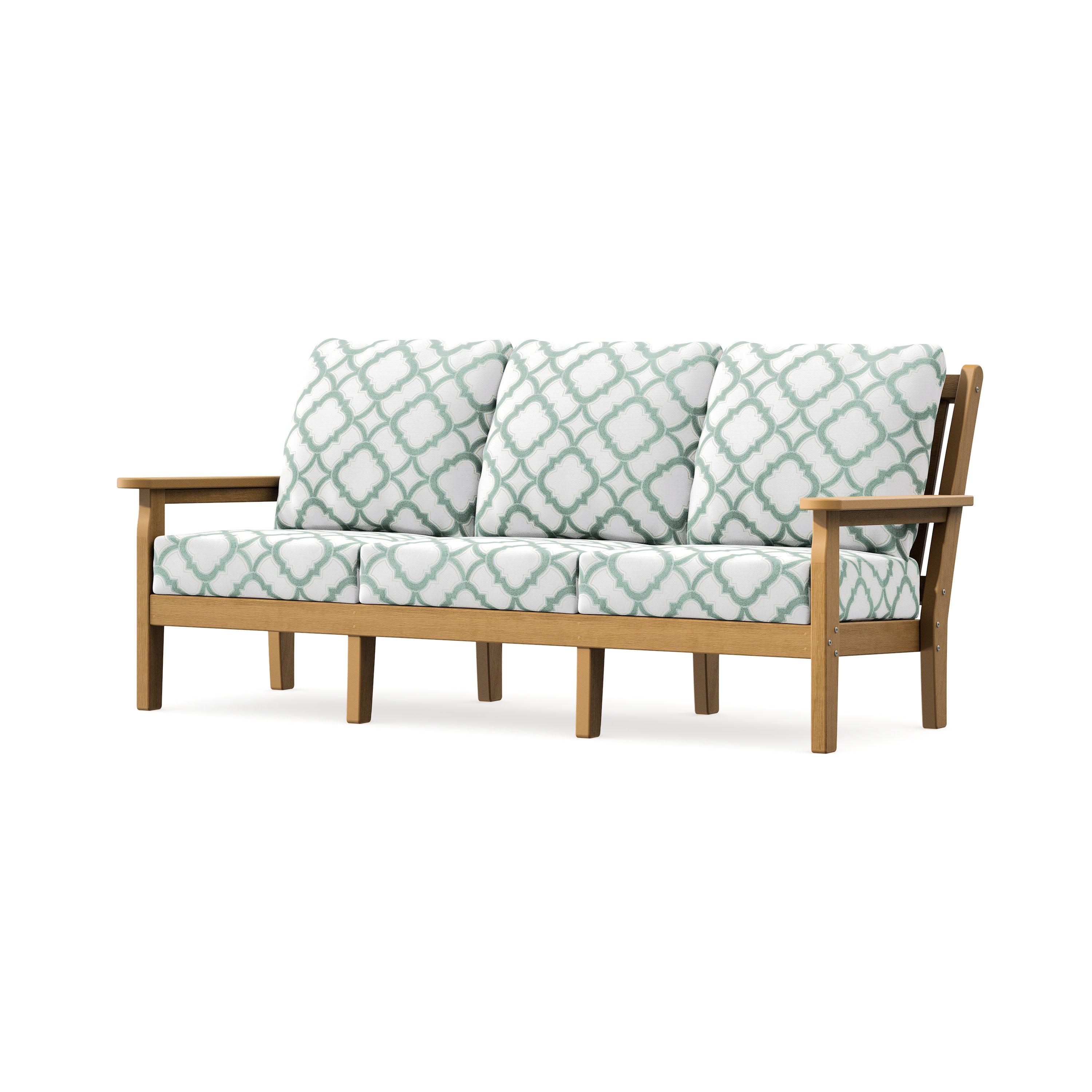 Chippendale Deep Seating Sofa in Natural / Trellis Glacier Spa