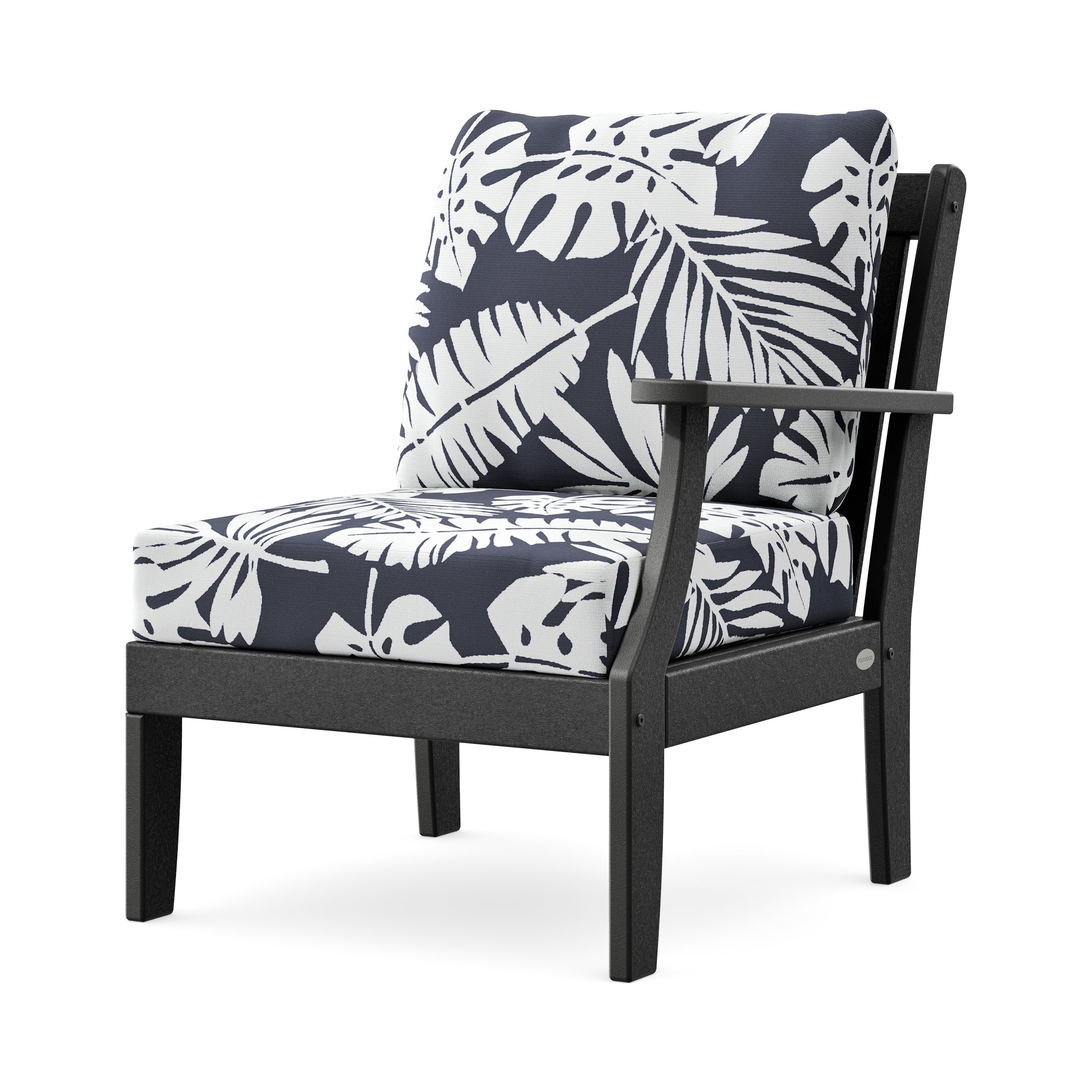 Braxton Modular Right Arm Chair in Black / Leaf Navy