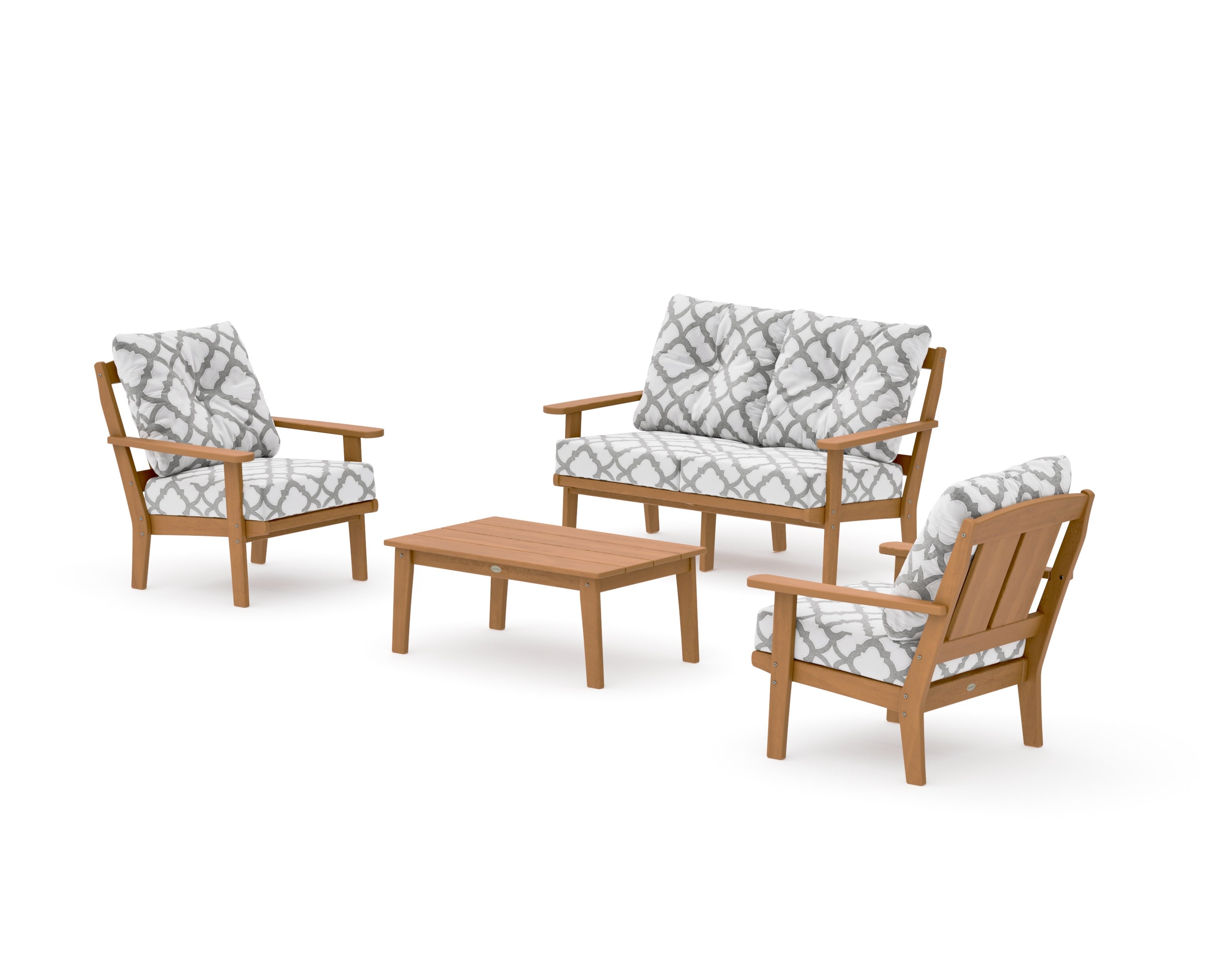 Mission 4-Piece Deep Seating Set with Loveseat in Natural / Trellis Grey Mist