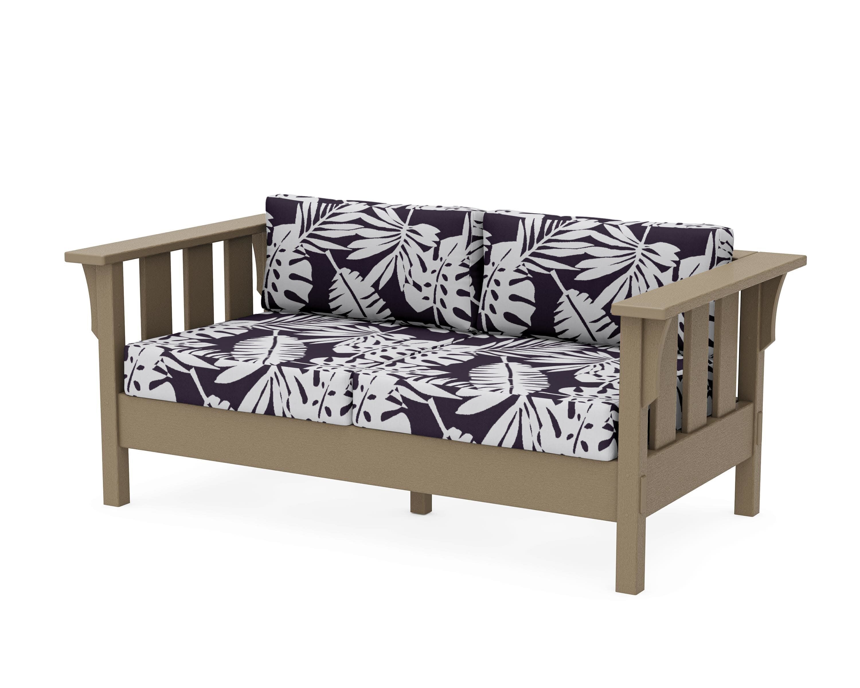 Acadia Deep Seating Loveseat in Vintage Sahara / Leaf Navy