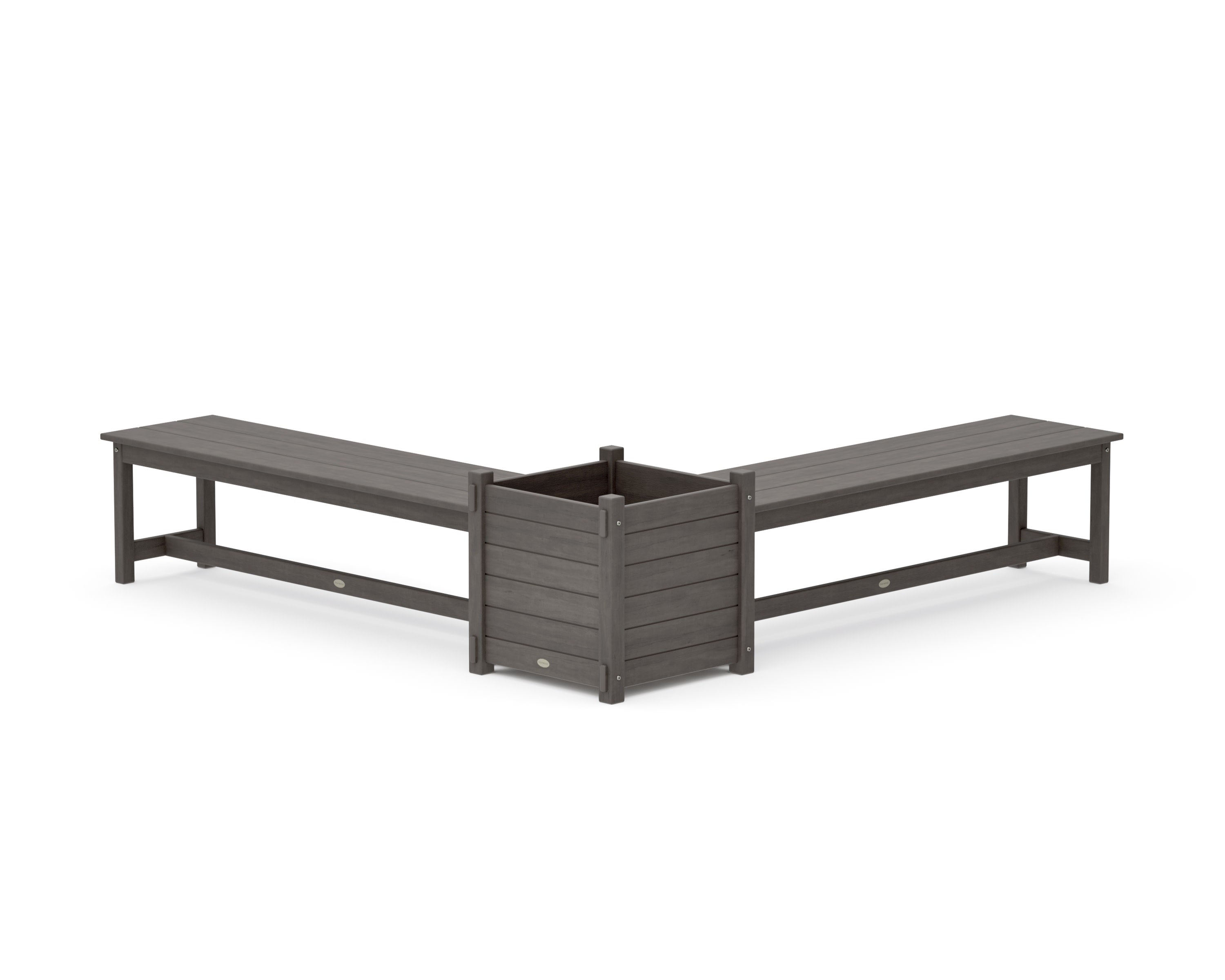 60" Nautical L- Shaped Planter Bench Set- Large in Driftwood