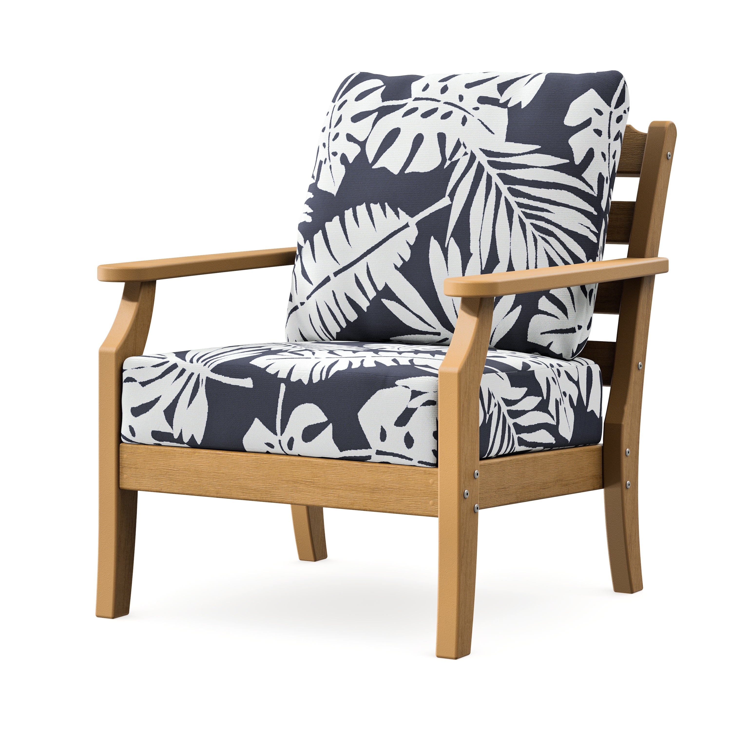 Savannah Deep Seating Chair in Natural / Leaf Navy