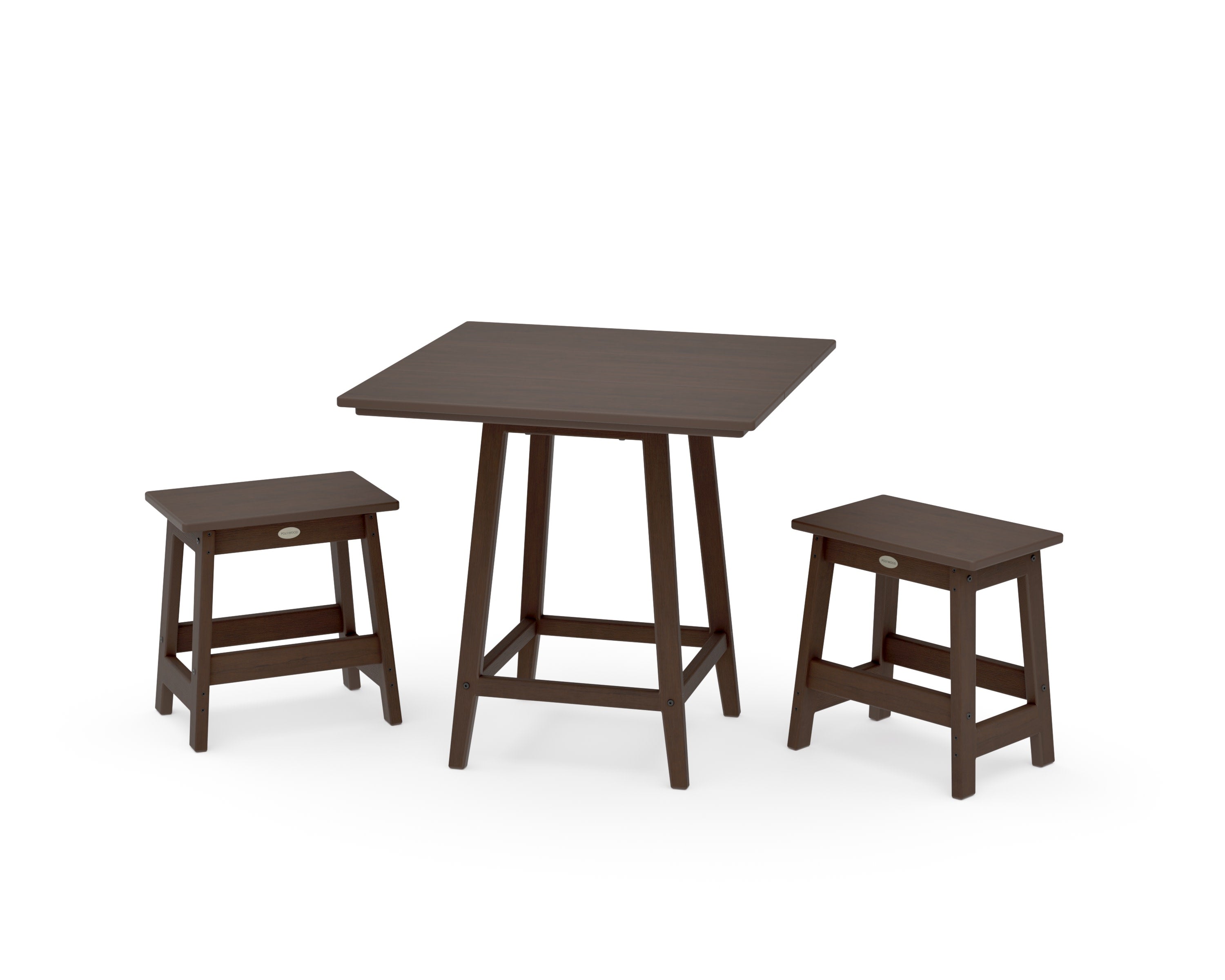 Modern Studio Stool 3-Piece Square Bistro Set in Kona