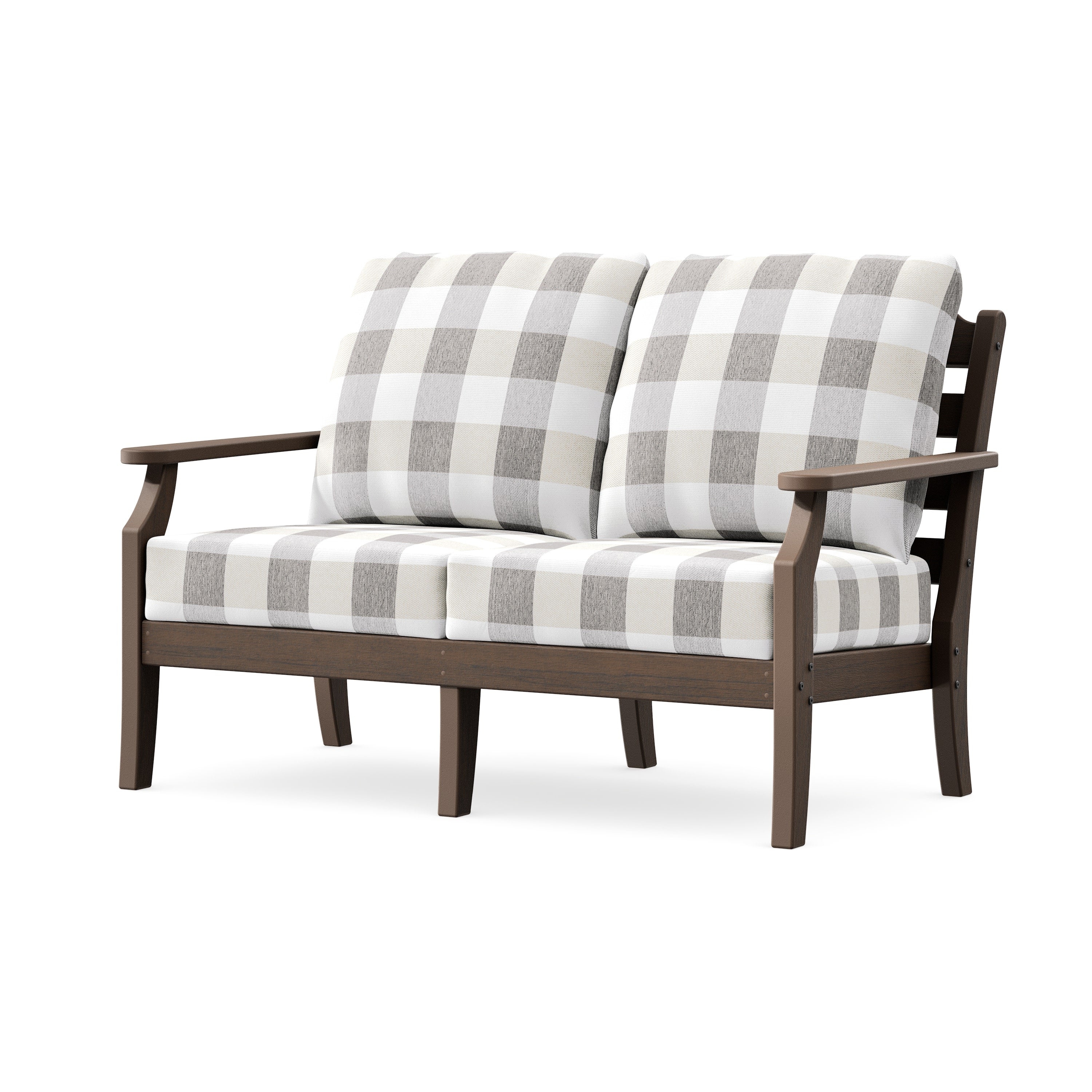 Savannah Deep Seating Loveseat in Kona / Buffalo Plaid Grey Mist
